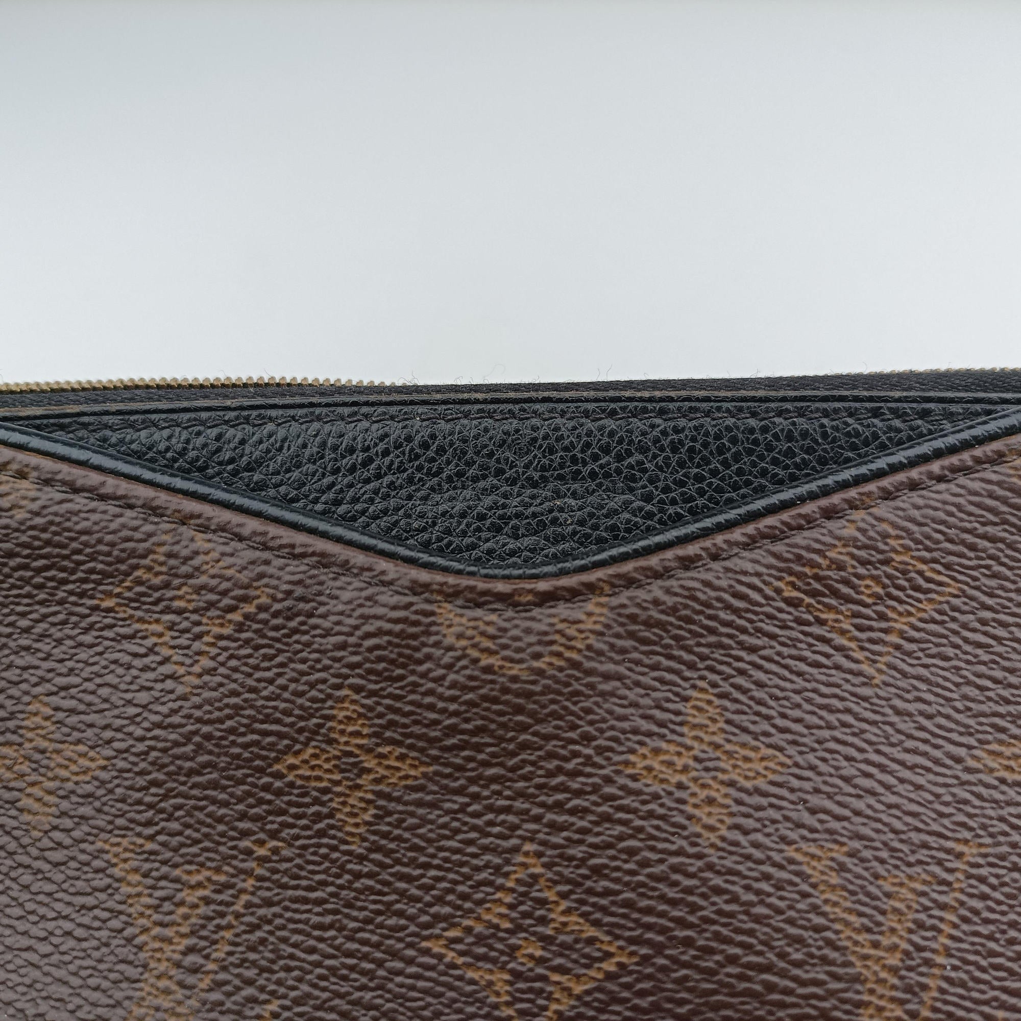 Pre-owned Louis Vuitton PALLAS Clutch brown×Marine Monogram Canvas×calf leather M41639 shoulderbag | stylenewstar