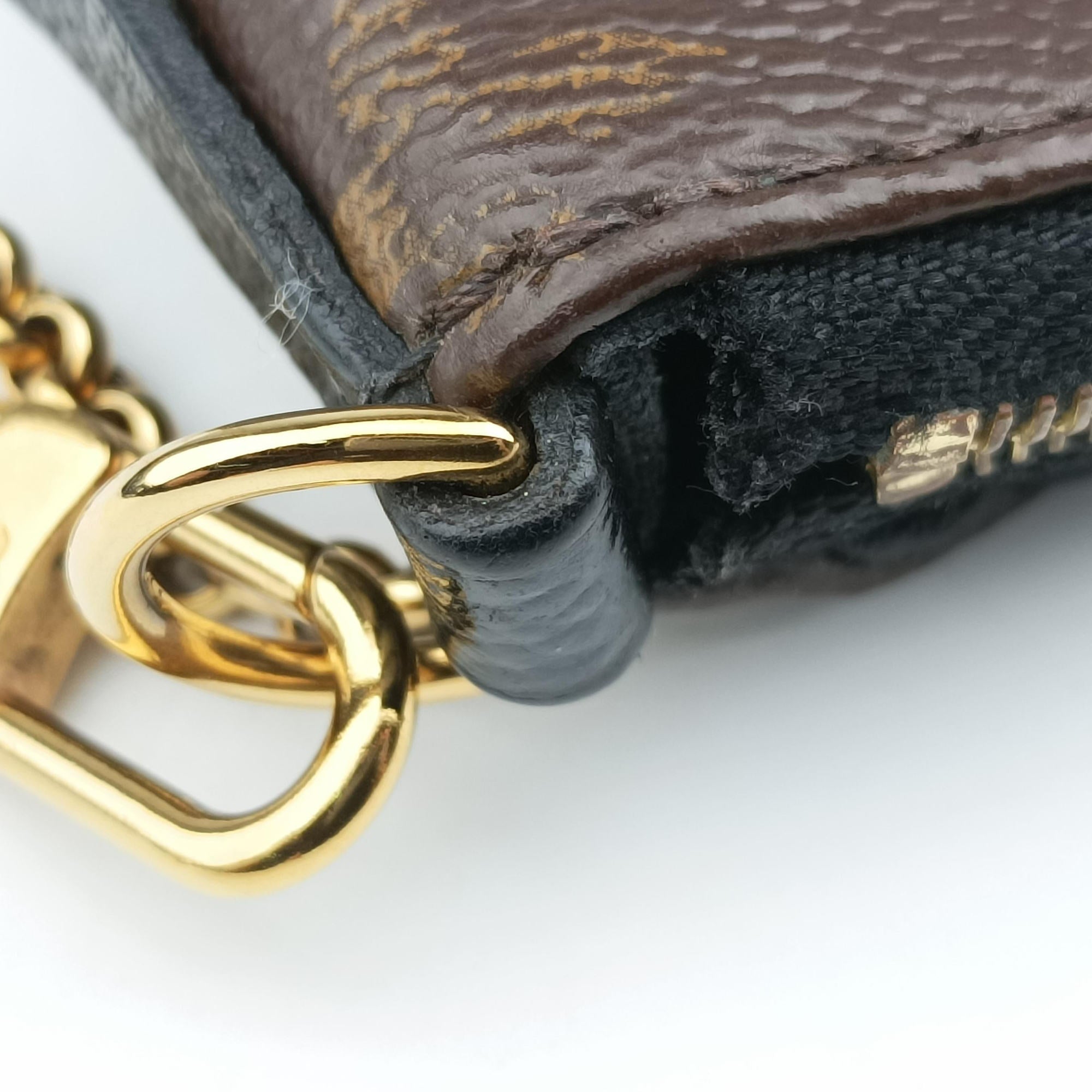 Pre-owned Louis Vuitton PALLAS Clutch brown×Marine Monogram Canvas×calf leather M41639 shoulderbag | stylenewstar