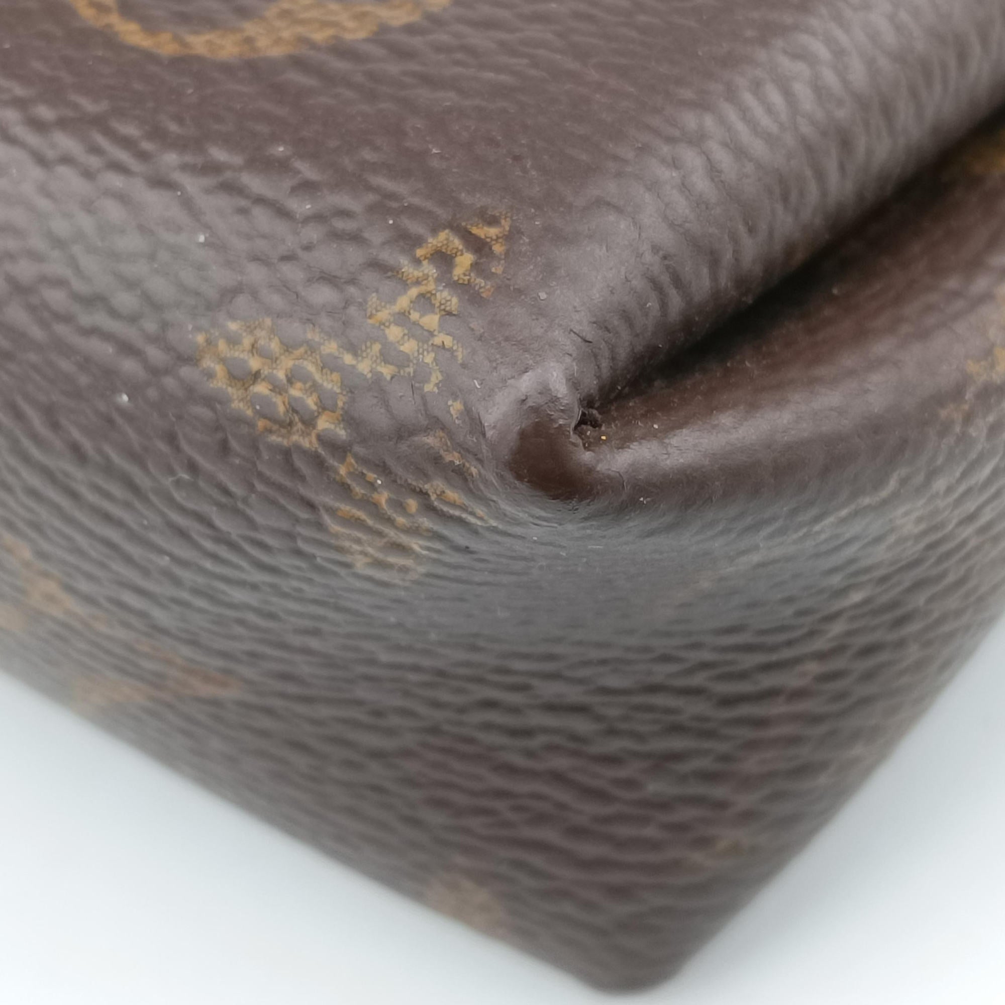 Pre-owned Louis Vuitton PALLAS Clutch brown×Marine Monogram Canvas×calf leather M41639 shoulderbag | stylenewstar