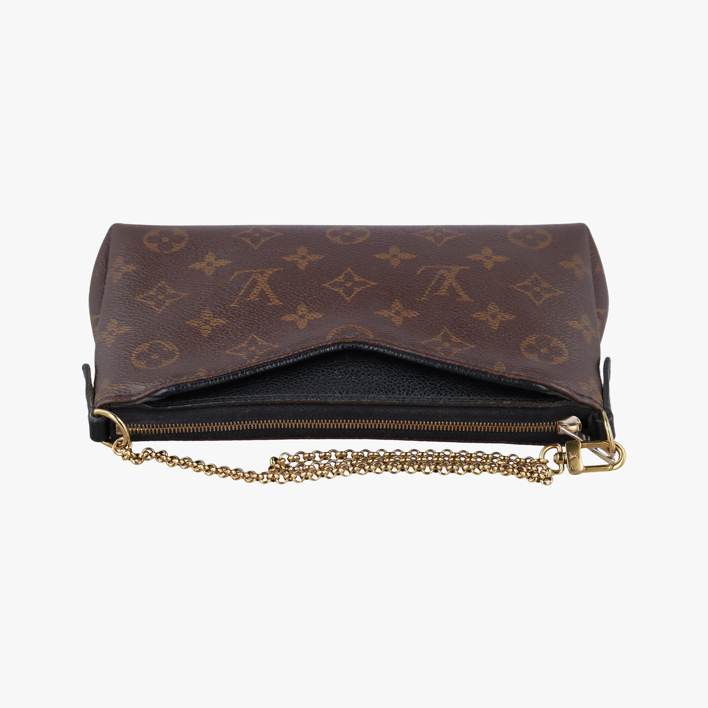 Pre-owned Louis Vuitton PALLAS Clutch brown×Marine Monogram Canvas×calf leather M41639 shoulderbag | stylenewstar
