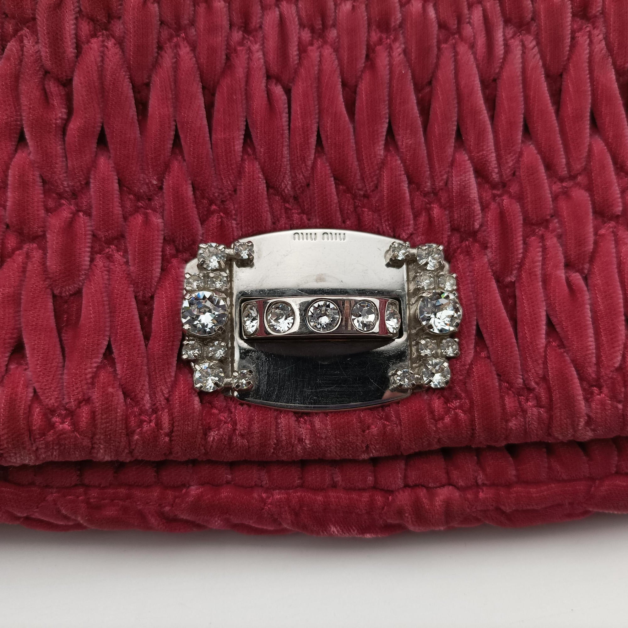 Pre-owned Miu Miu Miu Crystal Pink Leather RP0169 shoulderbag | stylenewstar