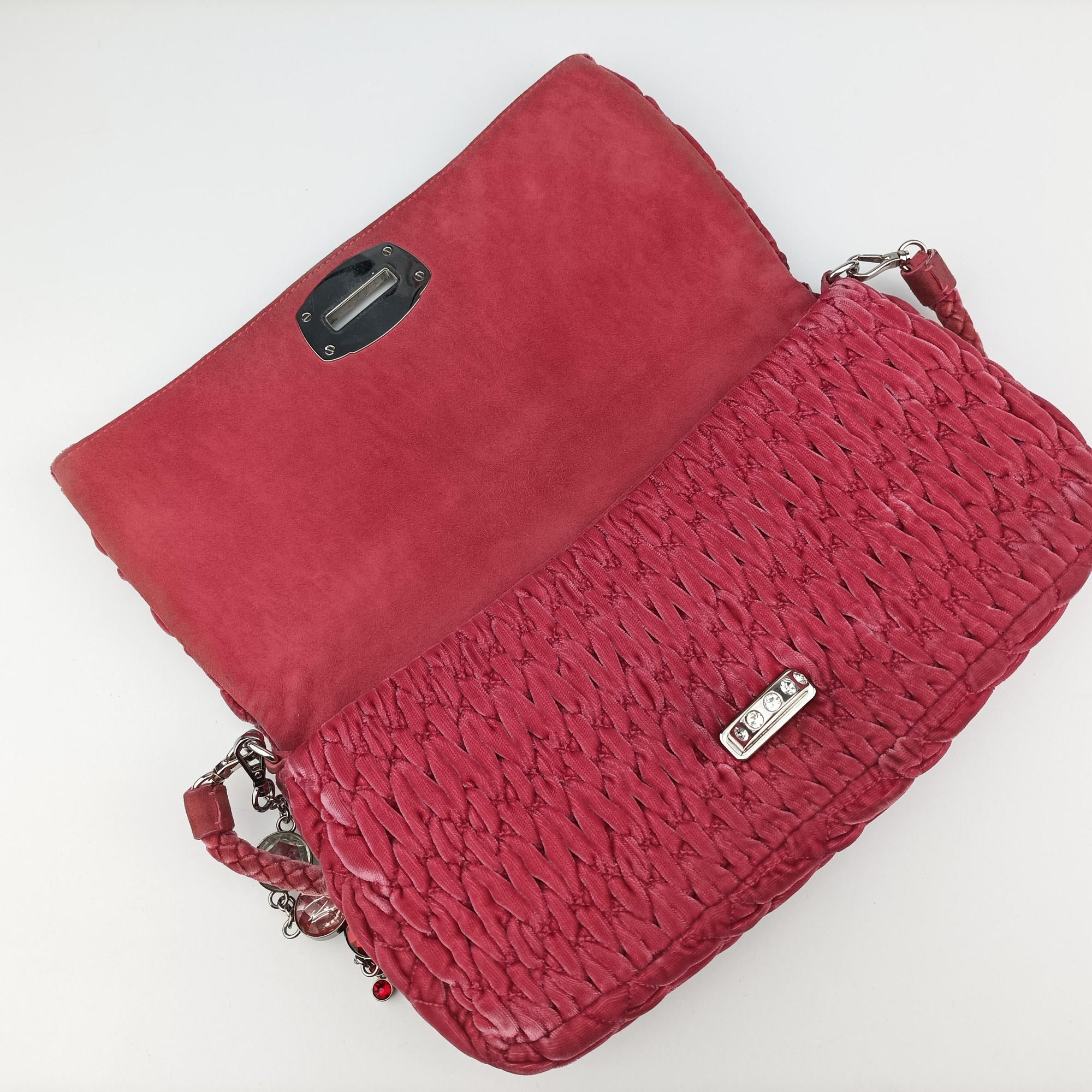 Pre-owned Miu Miu Miu Crystal Pink Leather RP0169 shoulderbag | stylenewstar