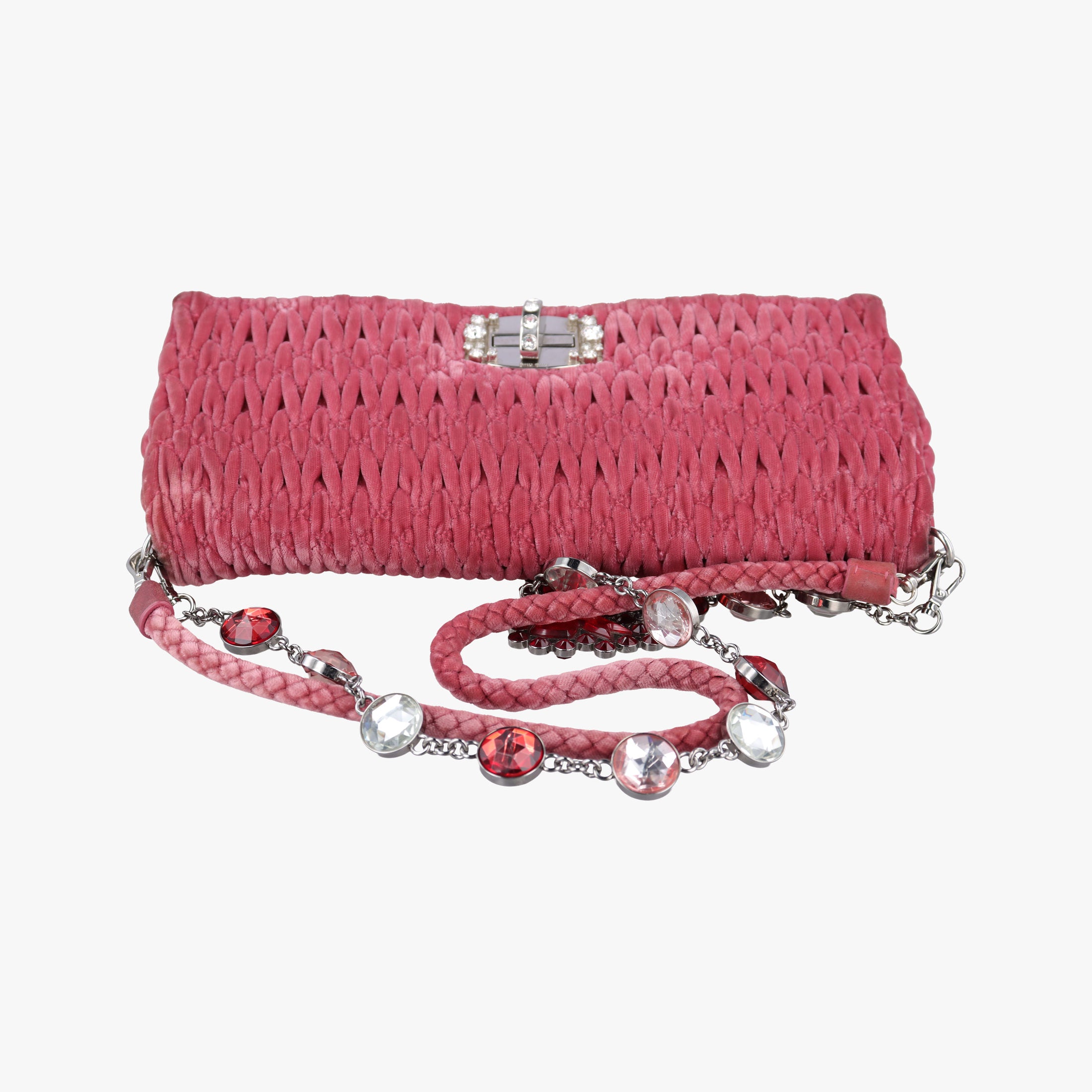 Pre-owned Miu Miu Miu Crystal Pink Leather RP0169 shoulderbag | stylenewstar
