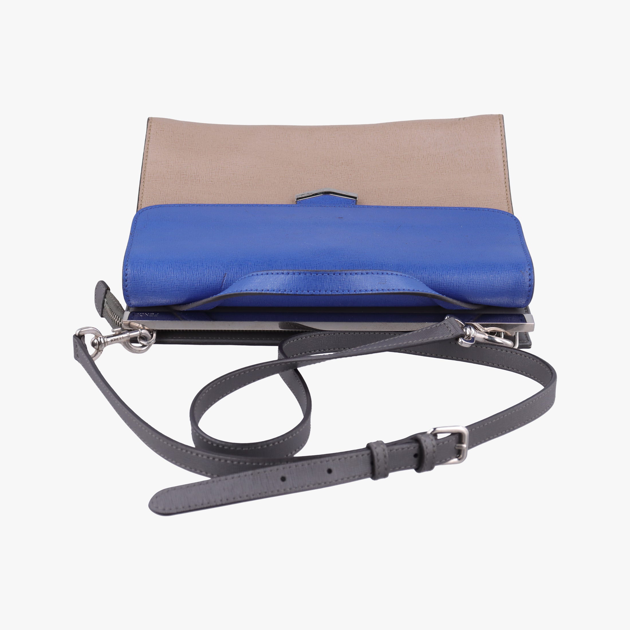 Vintage Fendi Demi Jour Blue × Beige Leather 8BT222 shoulderbag | stylenewstar