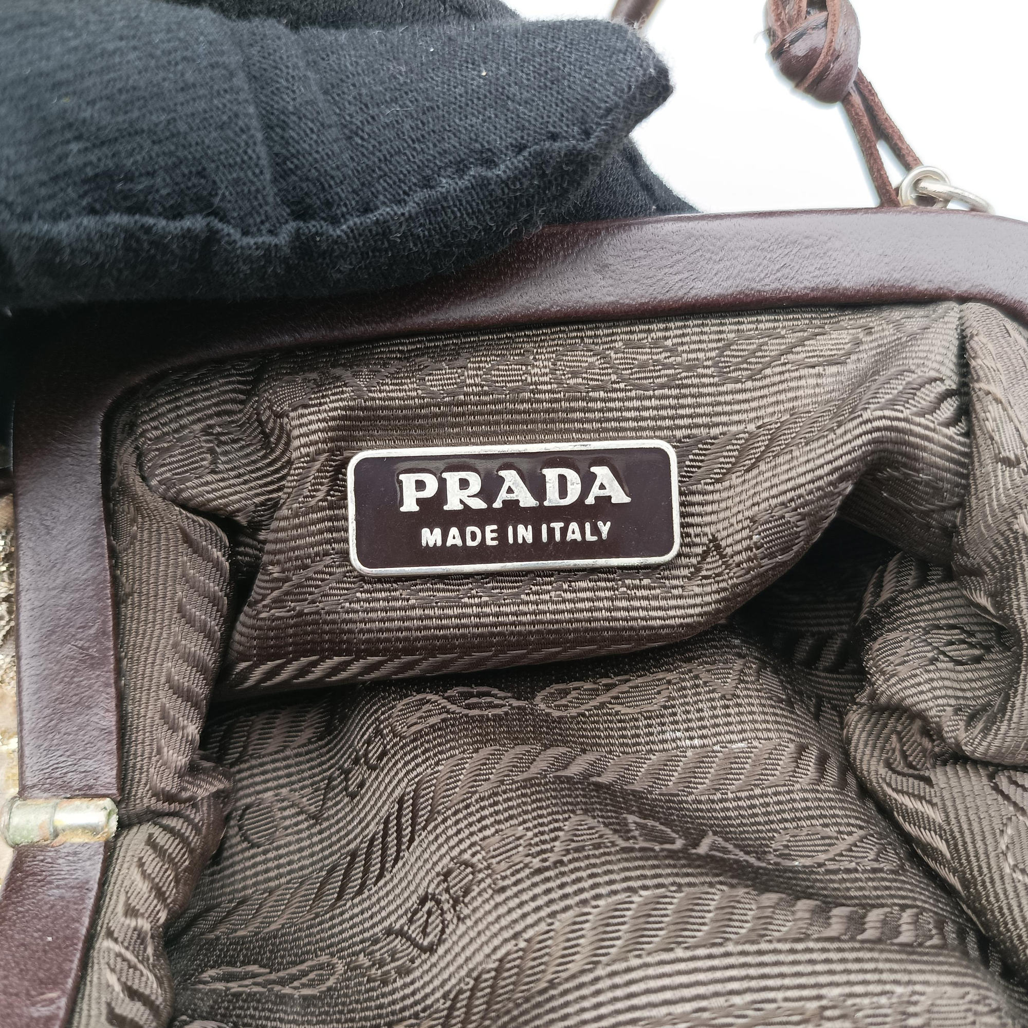 Secondhand Prada Kisslock BeigexBrown fabric BT0323 shoulderbag | stylenewstar