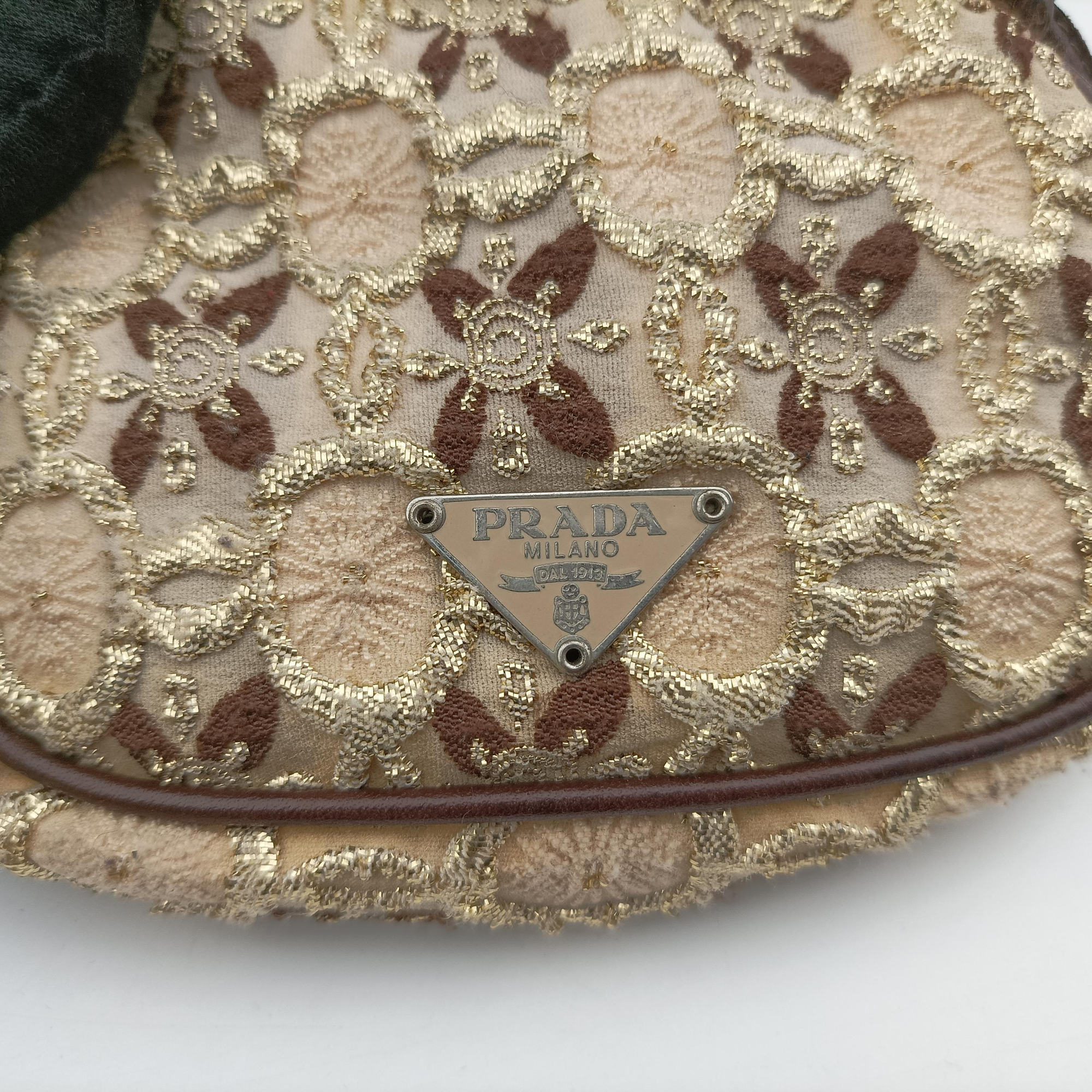 Secondhand Prada Kisslock BeigexBrown fabric BT0323 shoulderbag | stylenewstar