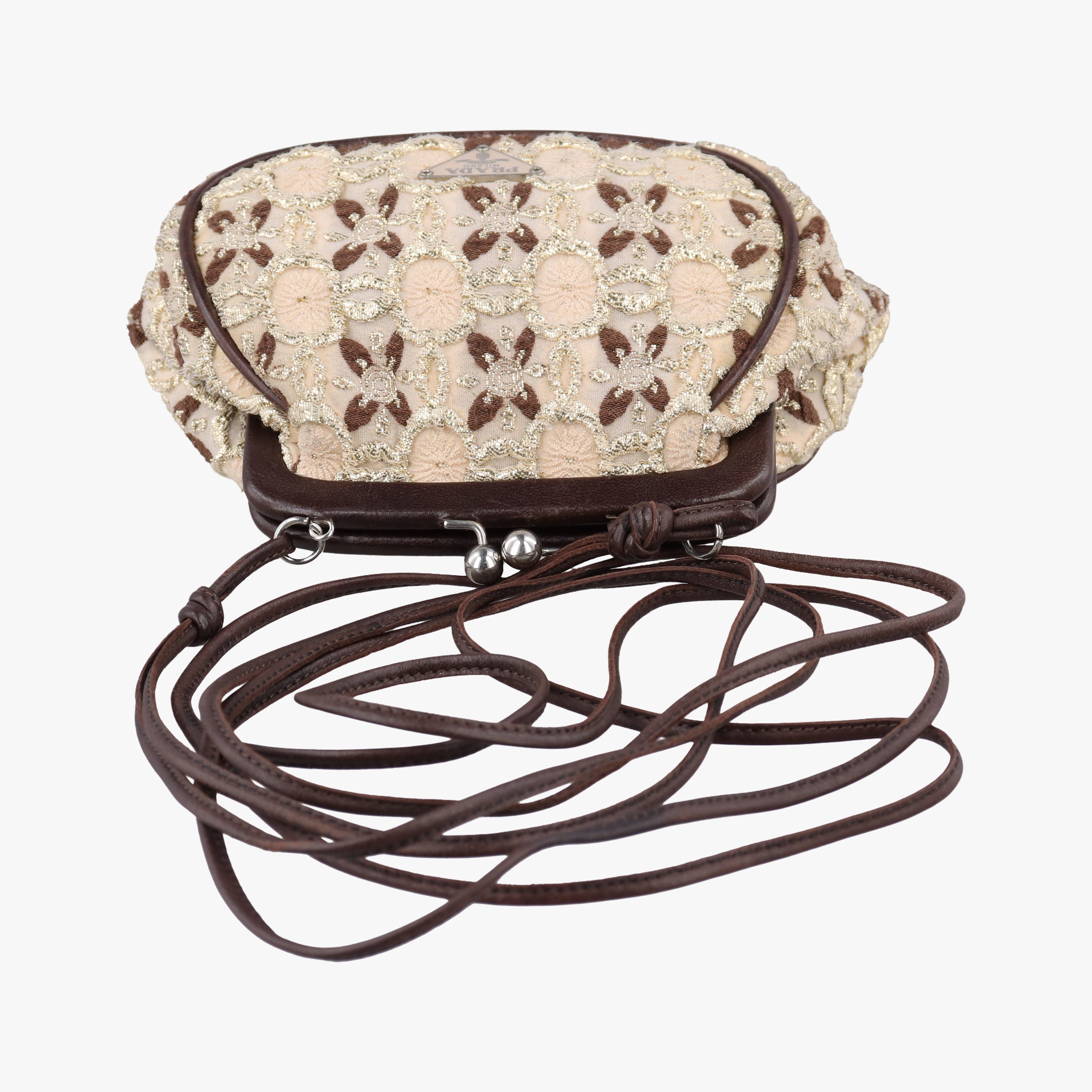 Secondhand Prada Kisslock BeigexBrown fabric BT0323 shoulderbag | stylenewstar