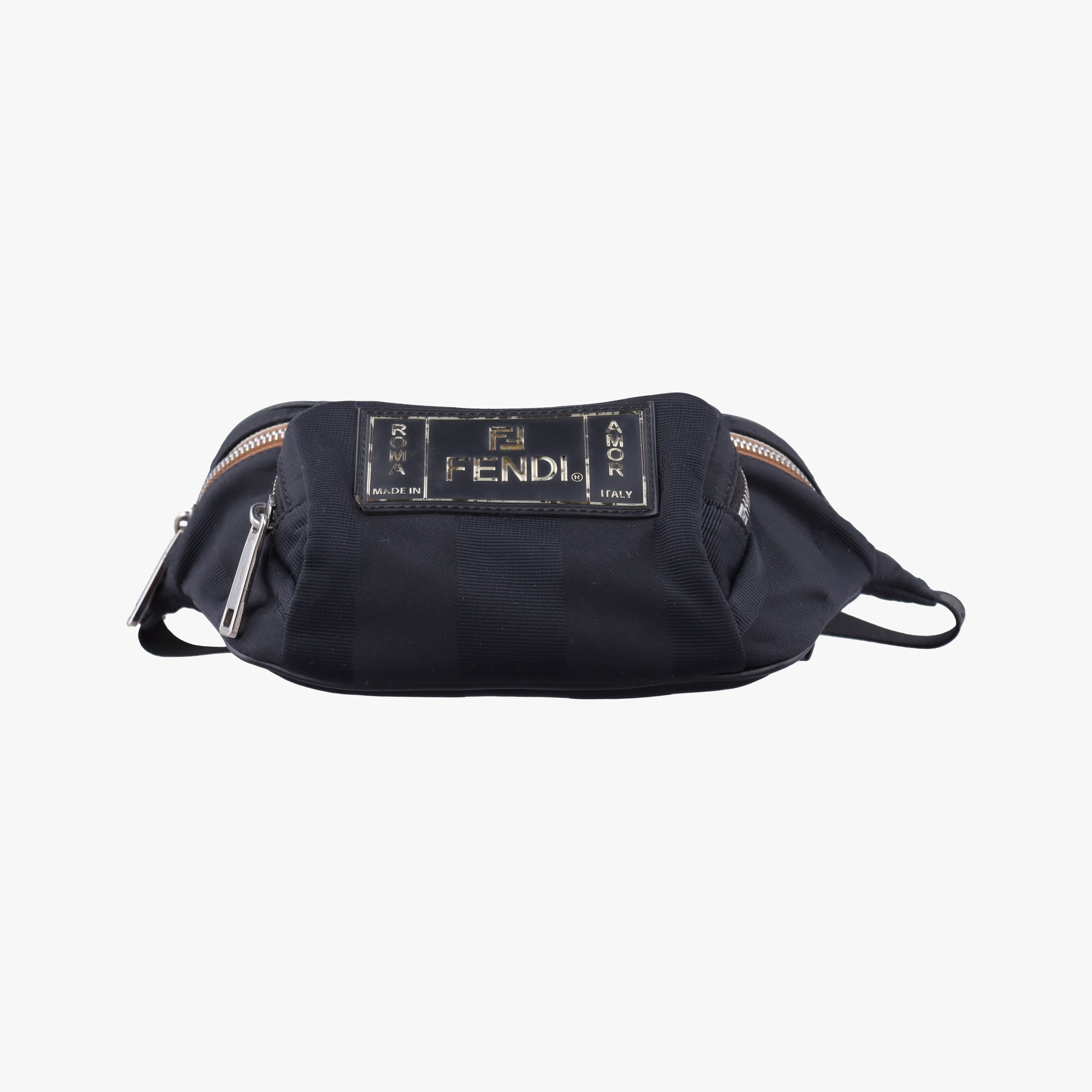 Pre-owned Fendi Pecan AMOR Logo Black canvas 7VA446 bum bag/waist bag | stylenewstar
