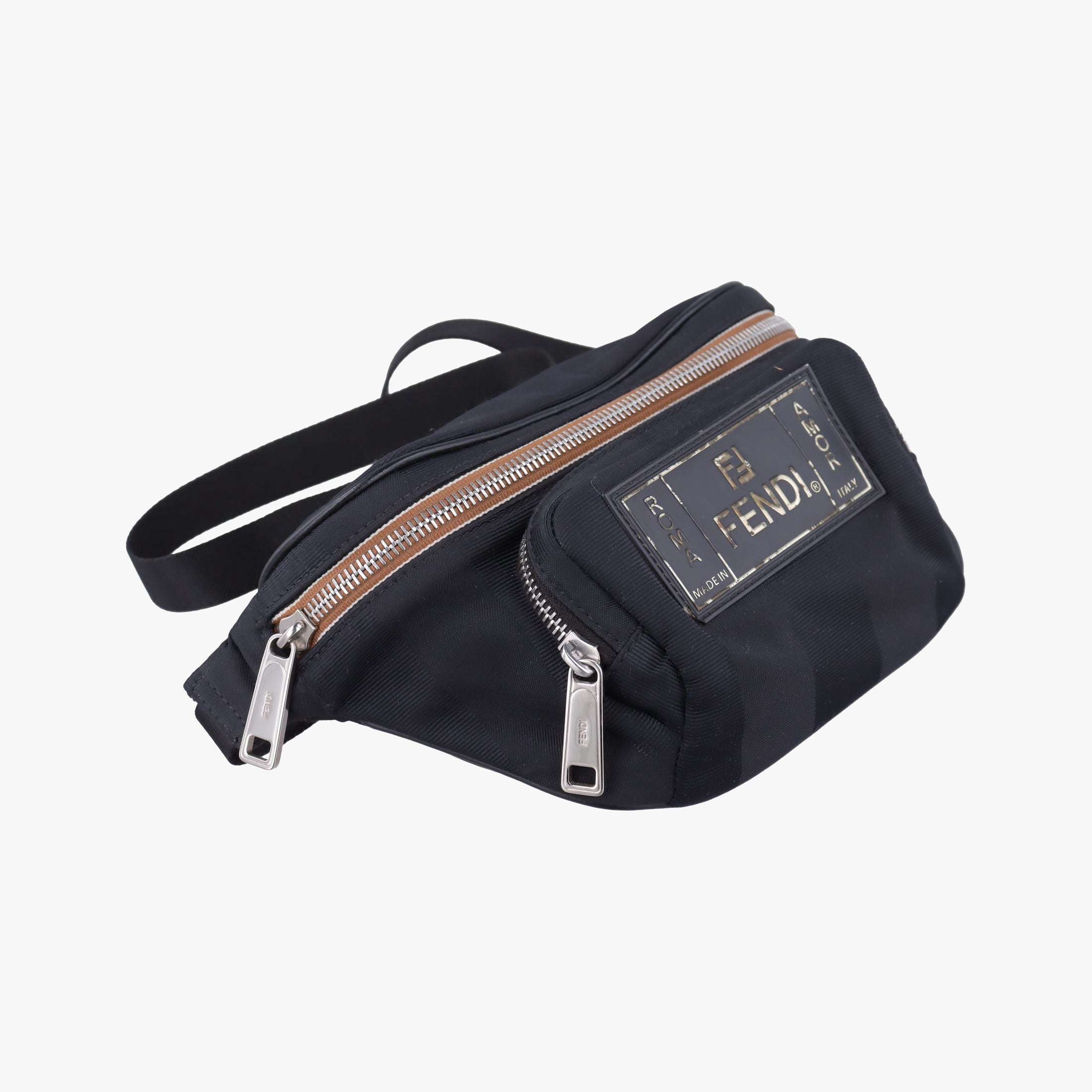Pre-owned Fendi Pecan AMOR Logo Black canvas 7VA446 bum bag/waist bag | stylenewstar