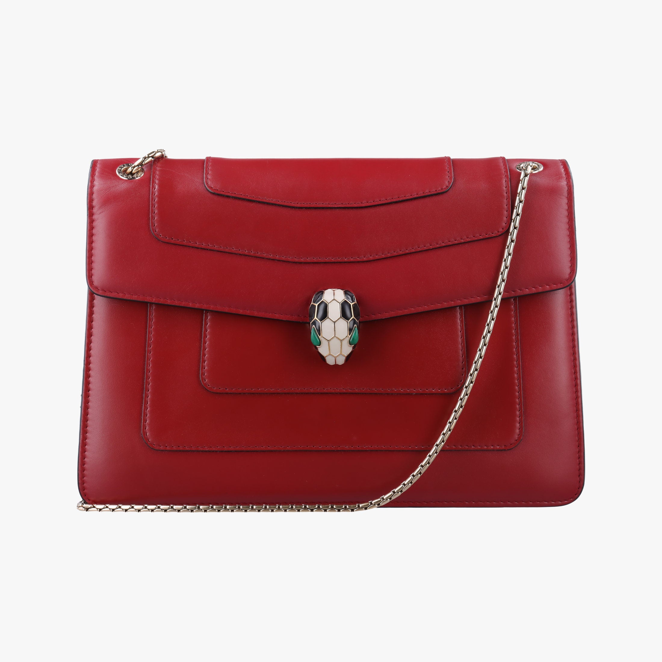 Pre-owned Bvlgari Serpenti Forever Red leather  shoulderbag | stylenewstar