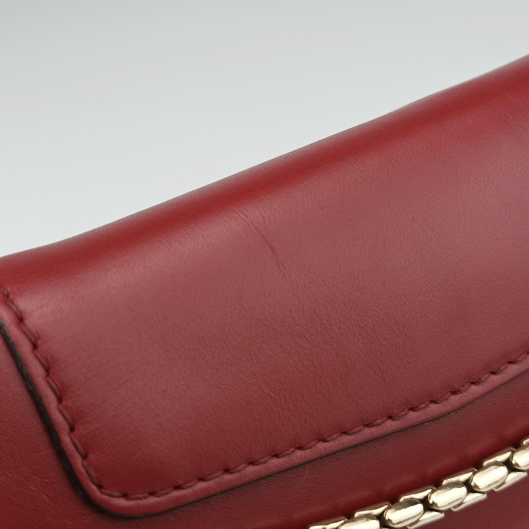 Pre-owned Bvlgari Serpenti Forever Red leather  shoulderbag | stylenewstar