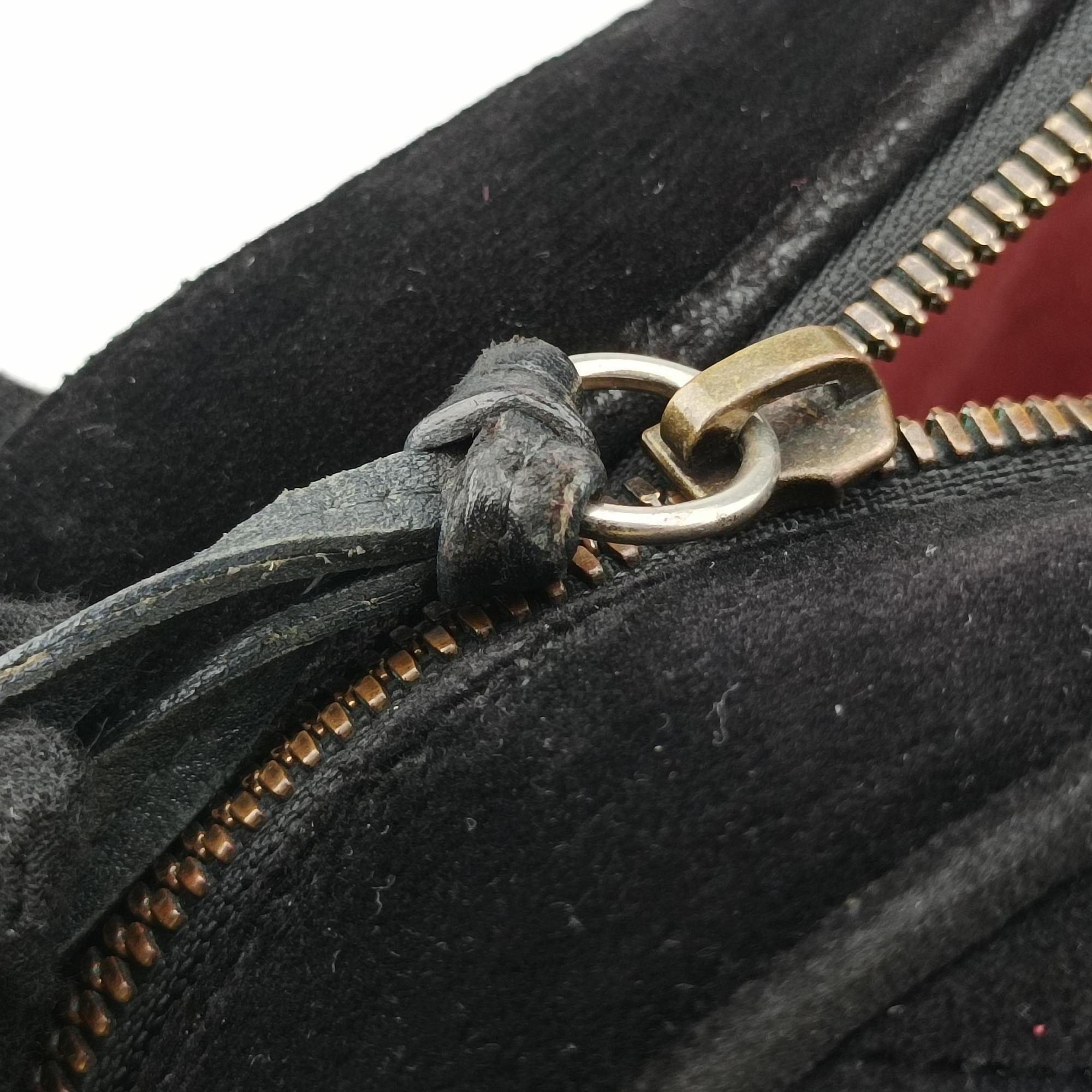 Pre-owned Gucci GG Marmont Black×Multicolour velour 447632 shoulderbag | stylenewstar