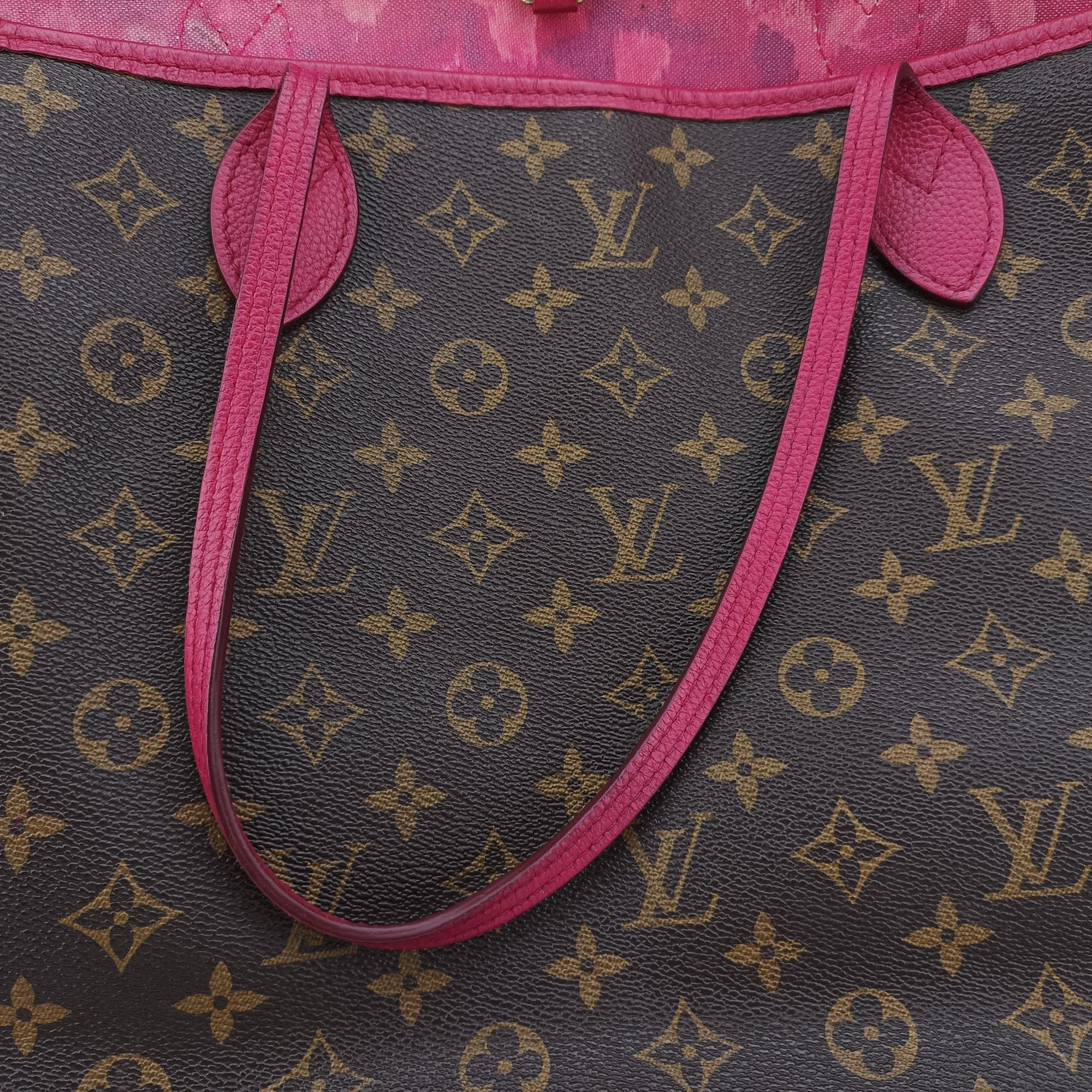 Pre-owned Louis Vuitton Neverfull GM Ikat Flower brown×ROSE INDIEN Monogram Canvas M40876 handbag | stylenewstar