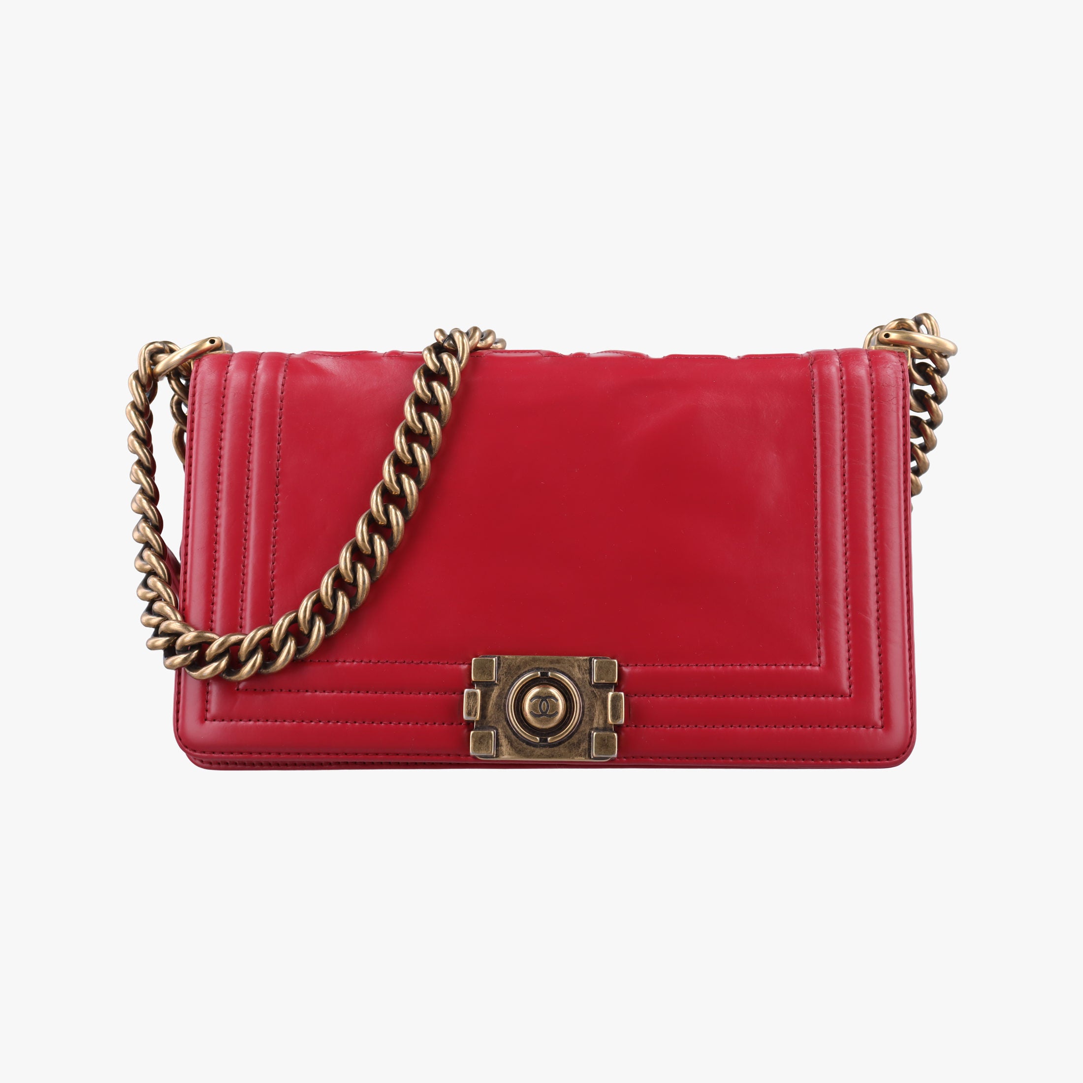 Pre-owned Chanel BOY CHANEL Red Leather A66713 shoulderbag | stylenewstar
