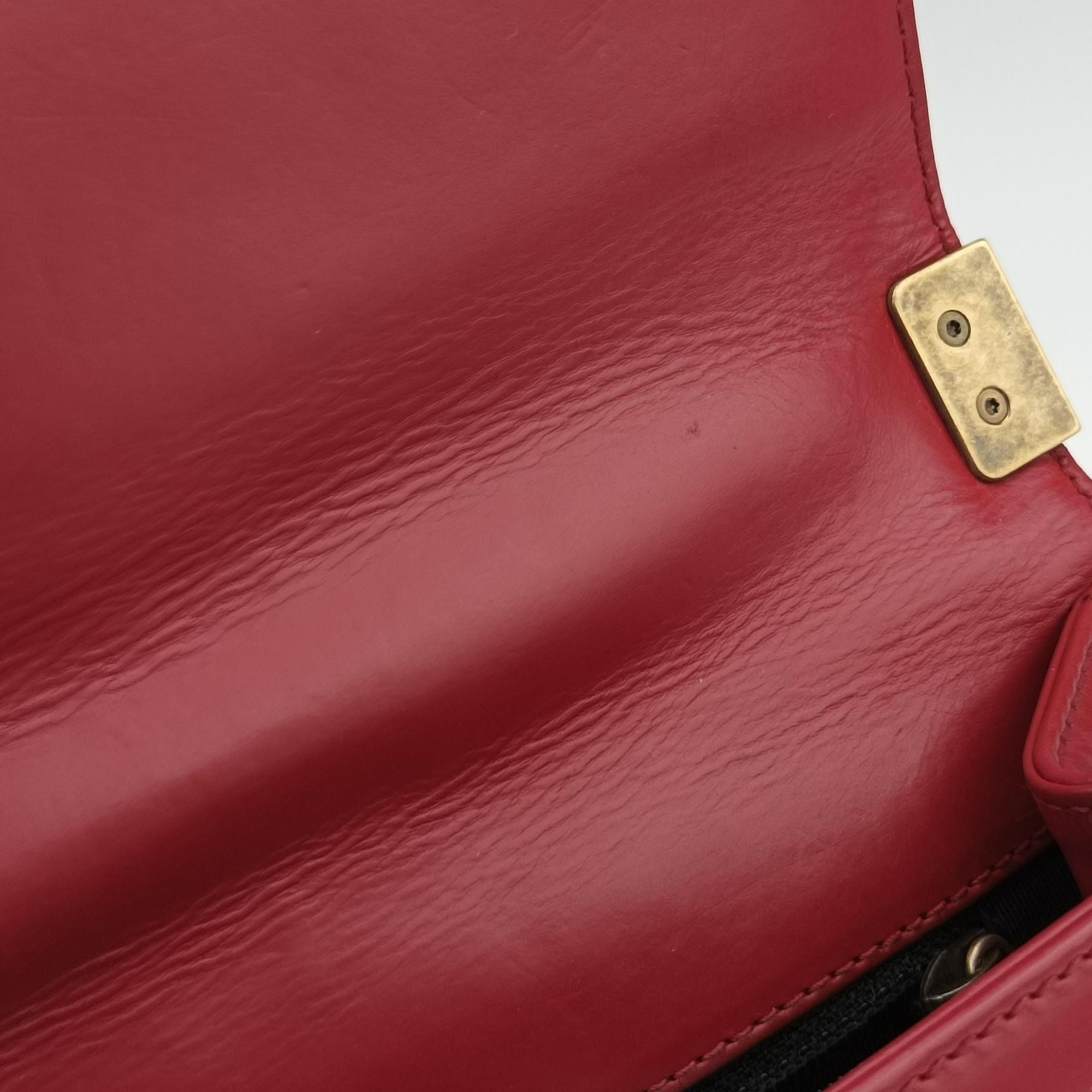 Pre-owned Chanel BOY CHANEL Red Leather A66713 shoulderbag | stylenewstar