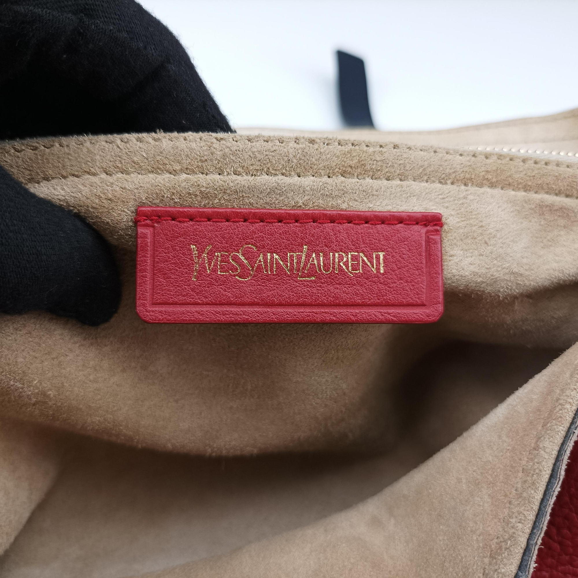 Pre-owned Yves Saint Laurent Muse Two Blue × Red × Beige Leather 197149 handbag | stylenewstar