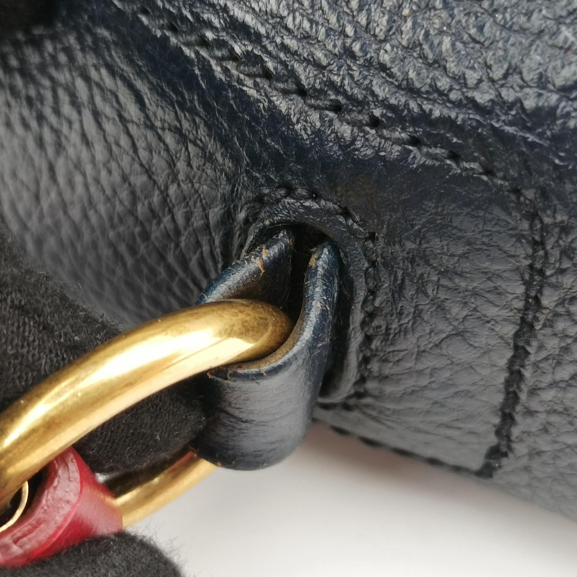 Pre-owned Yves Saint Laurent Muse Two Blue × Red × Beige Leather 197149 handbag | stylenewstar