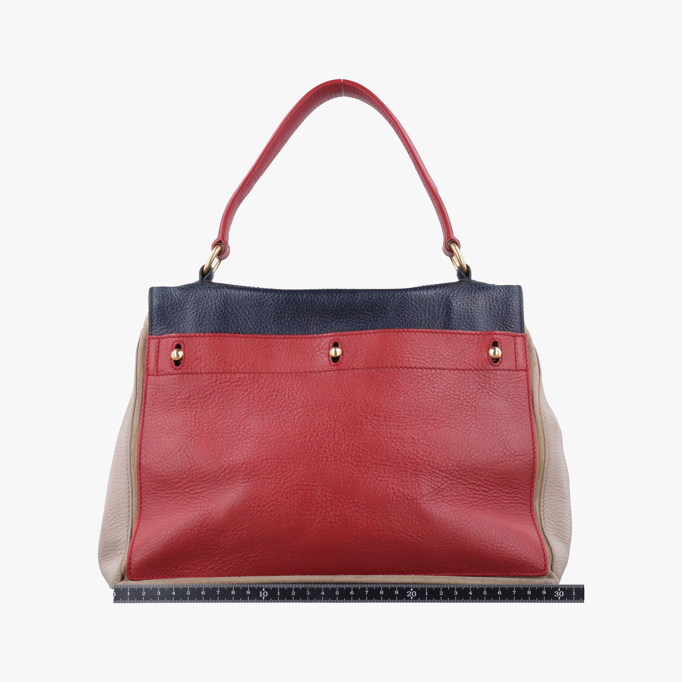 Pre-owned Yves Saint Laurent Muse Two Blue × Red × Beige Leather 197149 handbag | stylenewstar