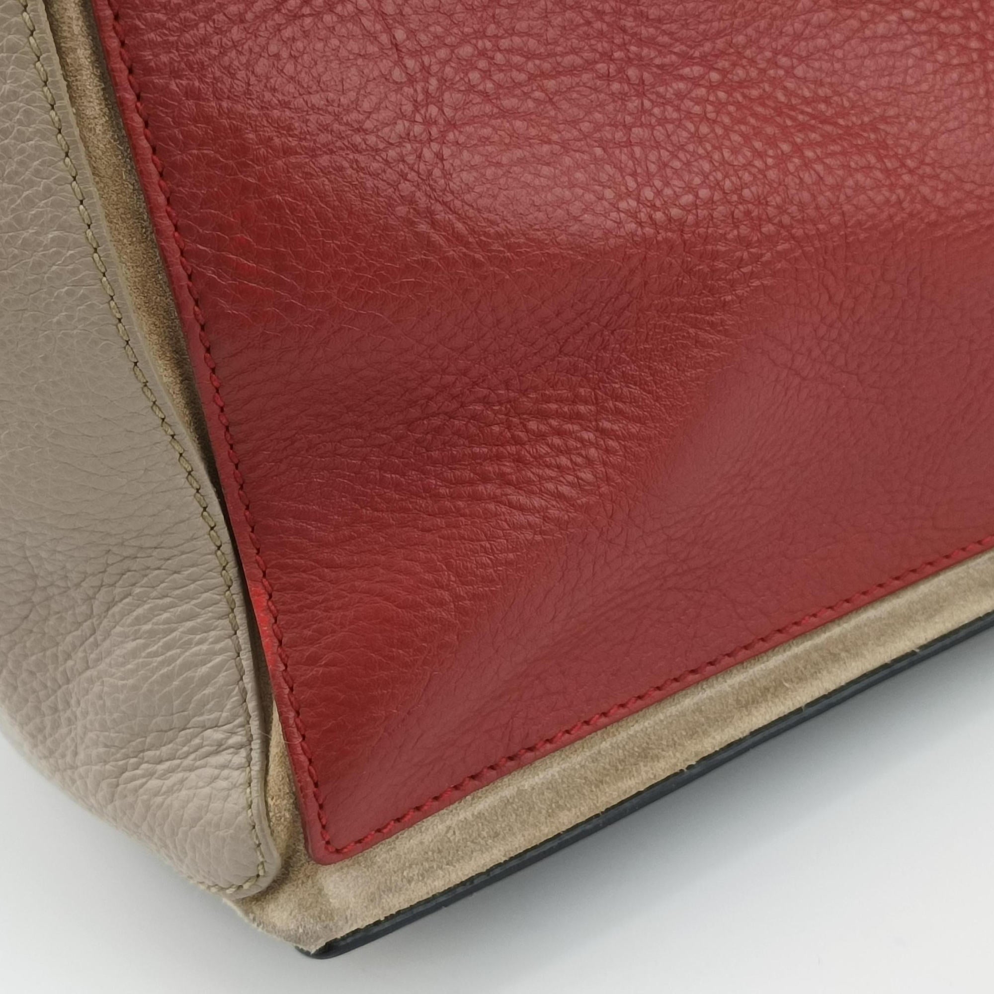 Pre-owned Yves Saint Laurent Muse Two Blue × Red × Beige Leather 197149 handbag | stylenewstar