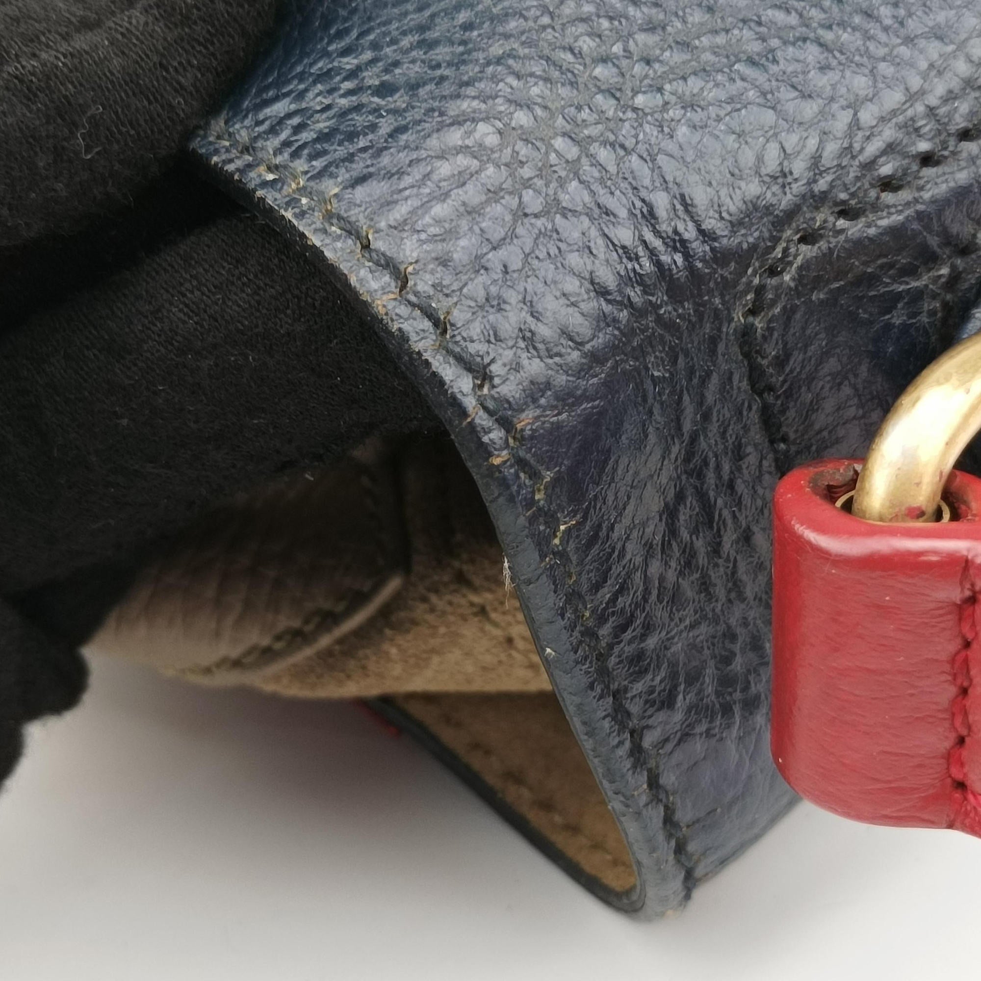 Pre-owned Yves Saint Laurent Muse Two Blue × Red × Beige Leather 197149 handbag | stylenewstar