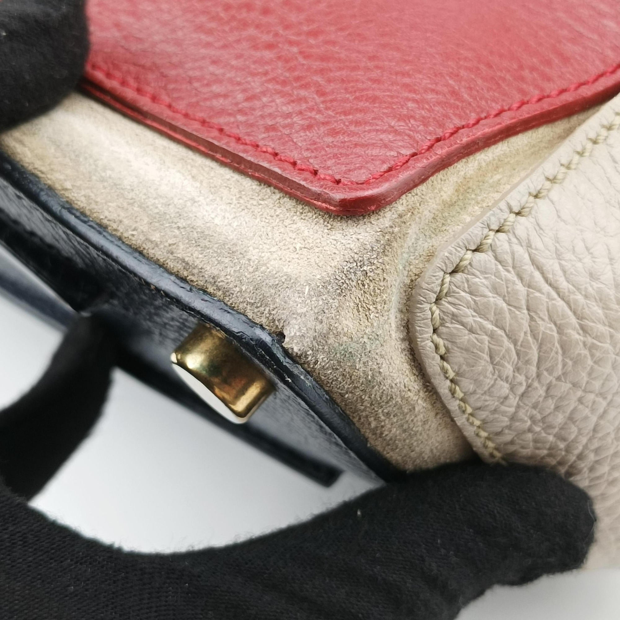 Pre-owned Yves Saint Laurent Muse Two Blue × Red × Beige Leather 197149 handbag | stylenewstar