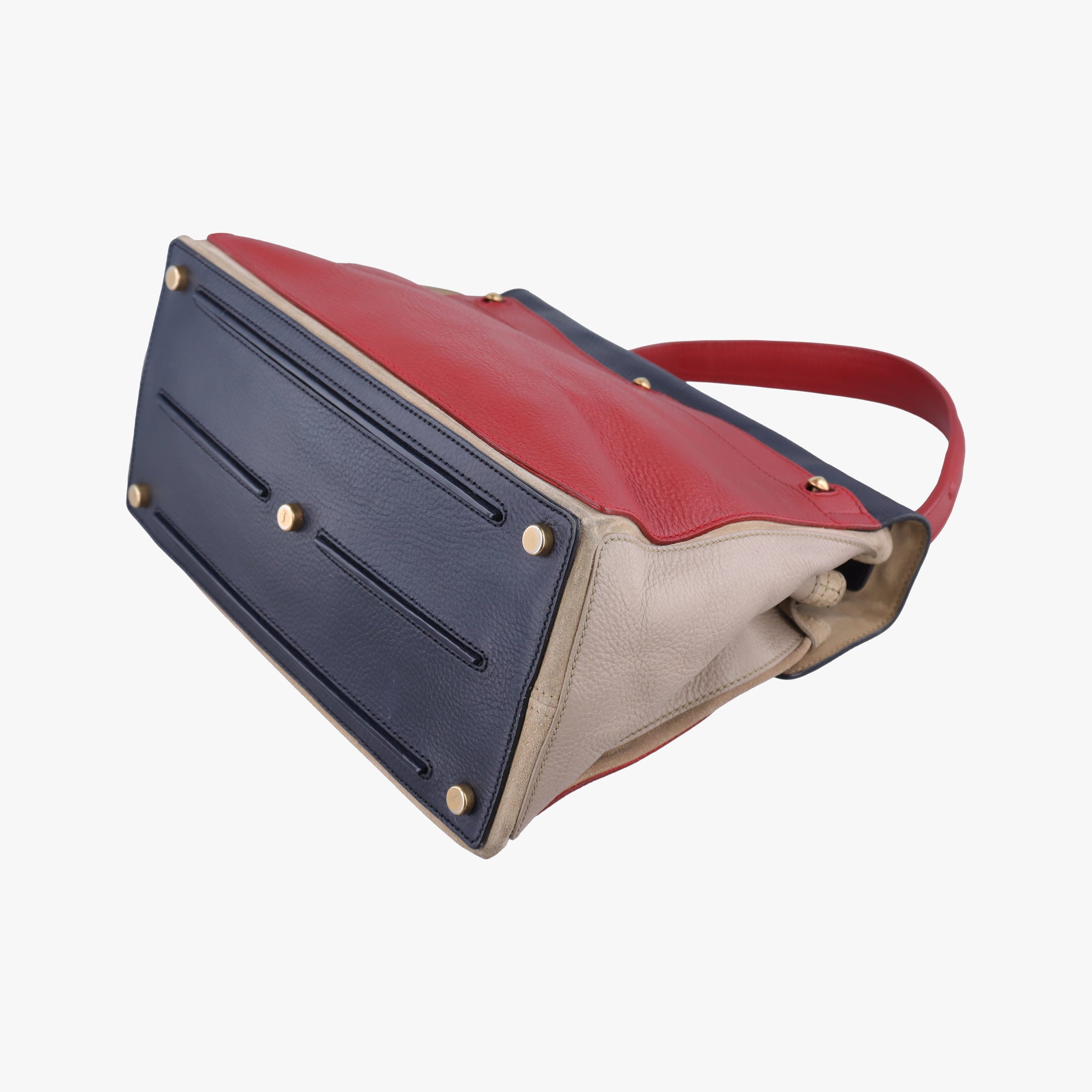 Pre-owned Yves Saint Laurent Muse Two Blue × Red × Beige Leather 197149 handbag | stylenewstar