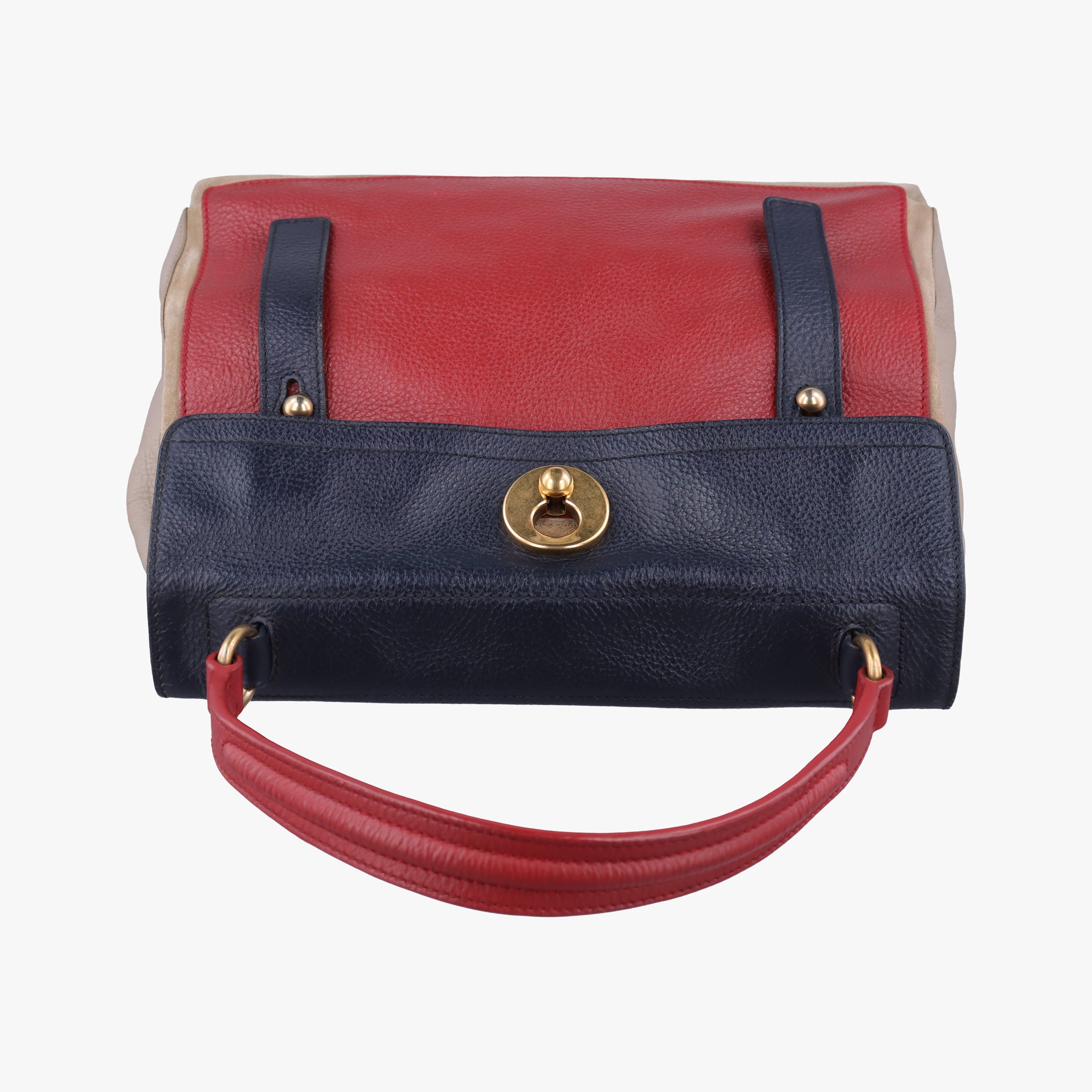 Pre-owned Yves Saint Laurent Muse Two Blue × Red × Beige Leather 197149 handbag | stylenewstar