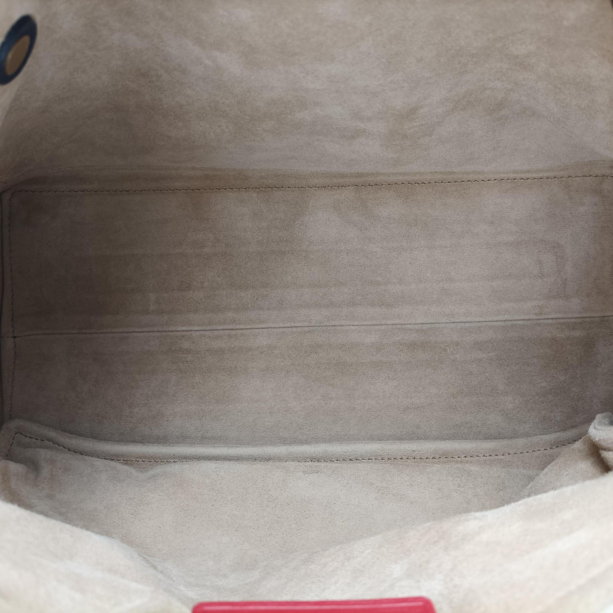 Pre-owned Yves Saint Laurent Muse Two Blue × Red × Beige Leather 197149 handbag | stylenewstar