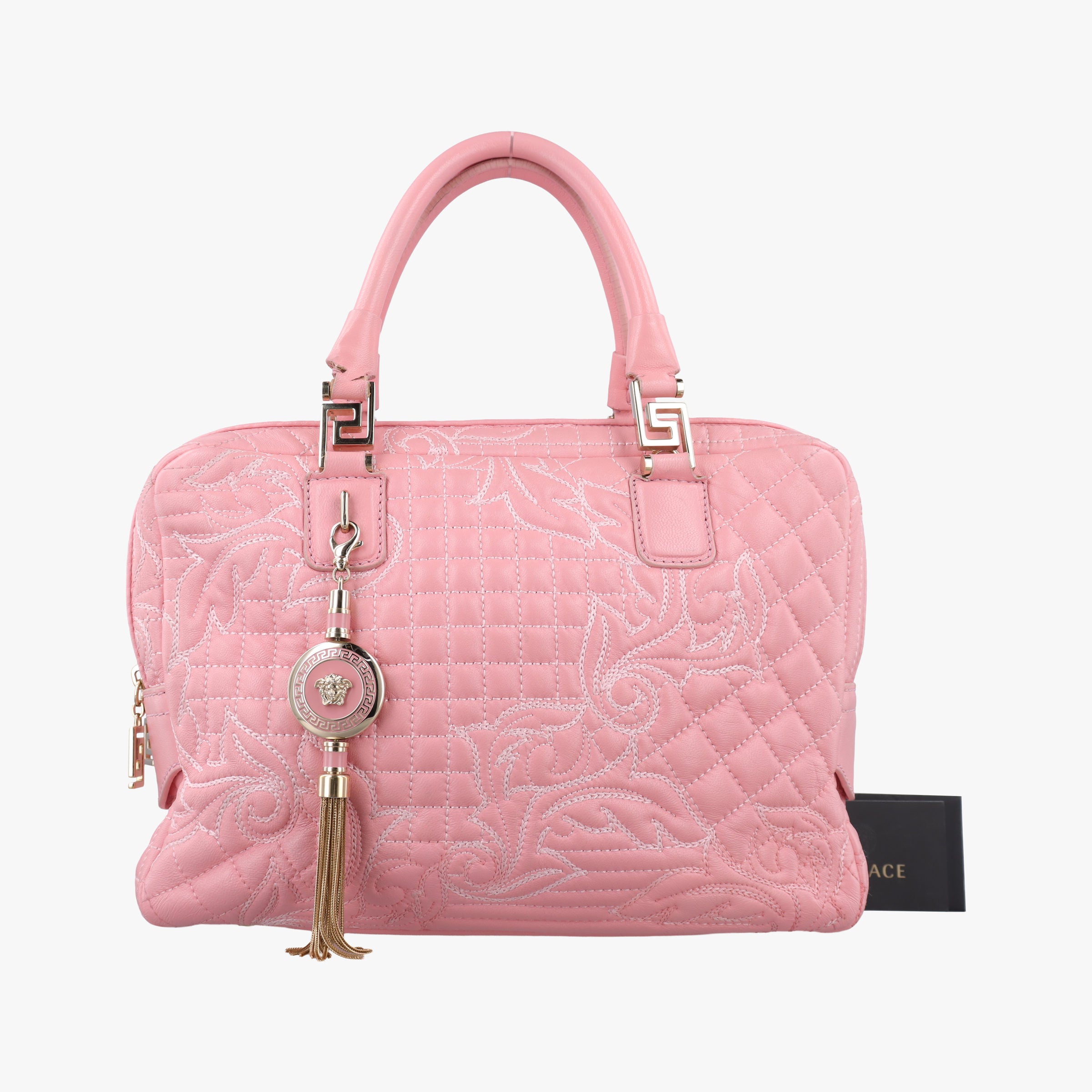 Secondhand VERSACE Medusa Vanitas Pink Leather  handbag | stylenewstar