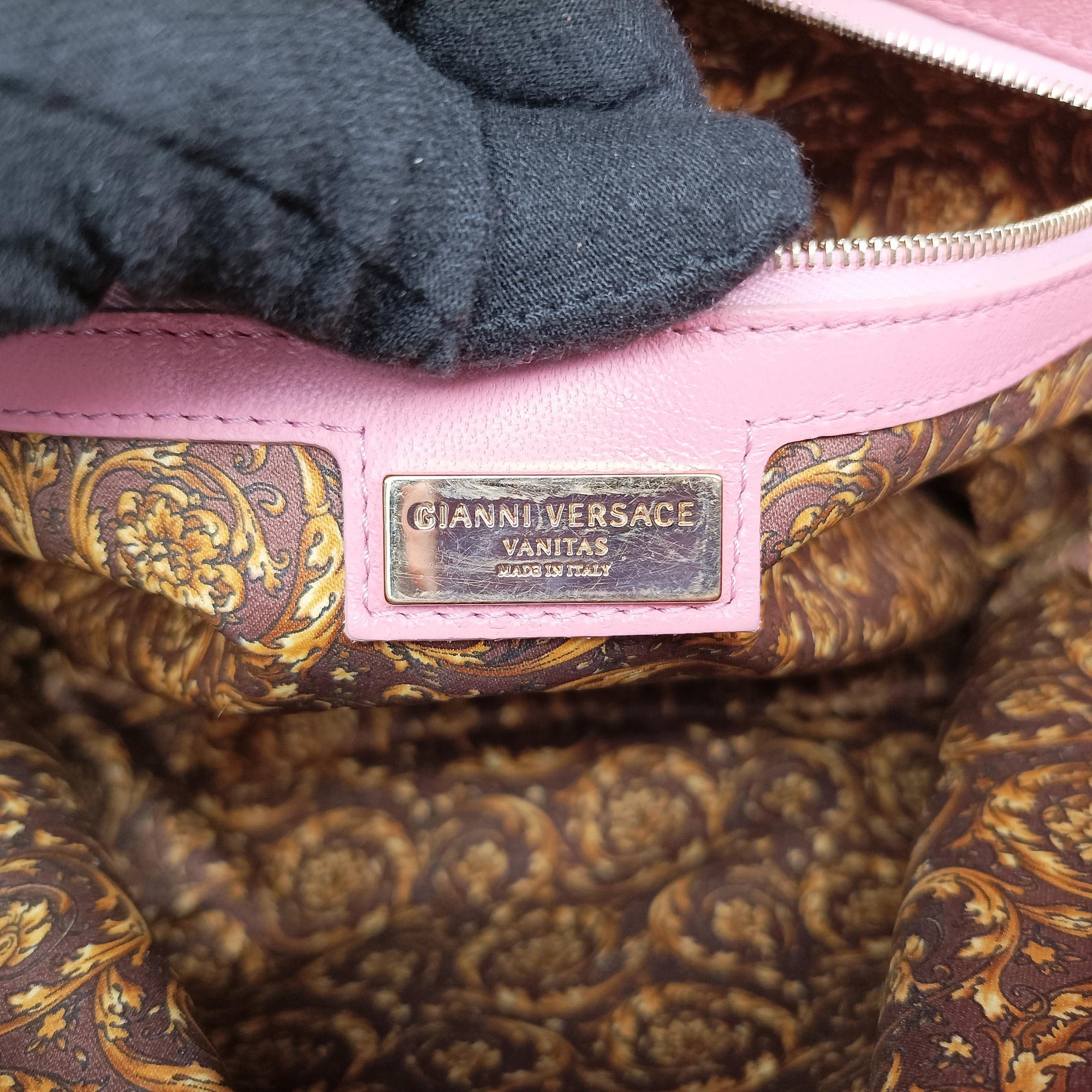 Secondhand VERSACE Medusa Vanitas Pink Leather  handbag | stylenewstar