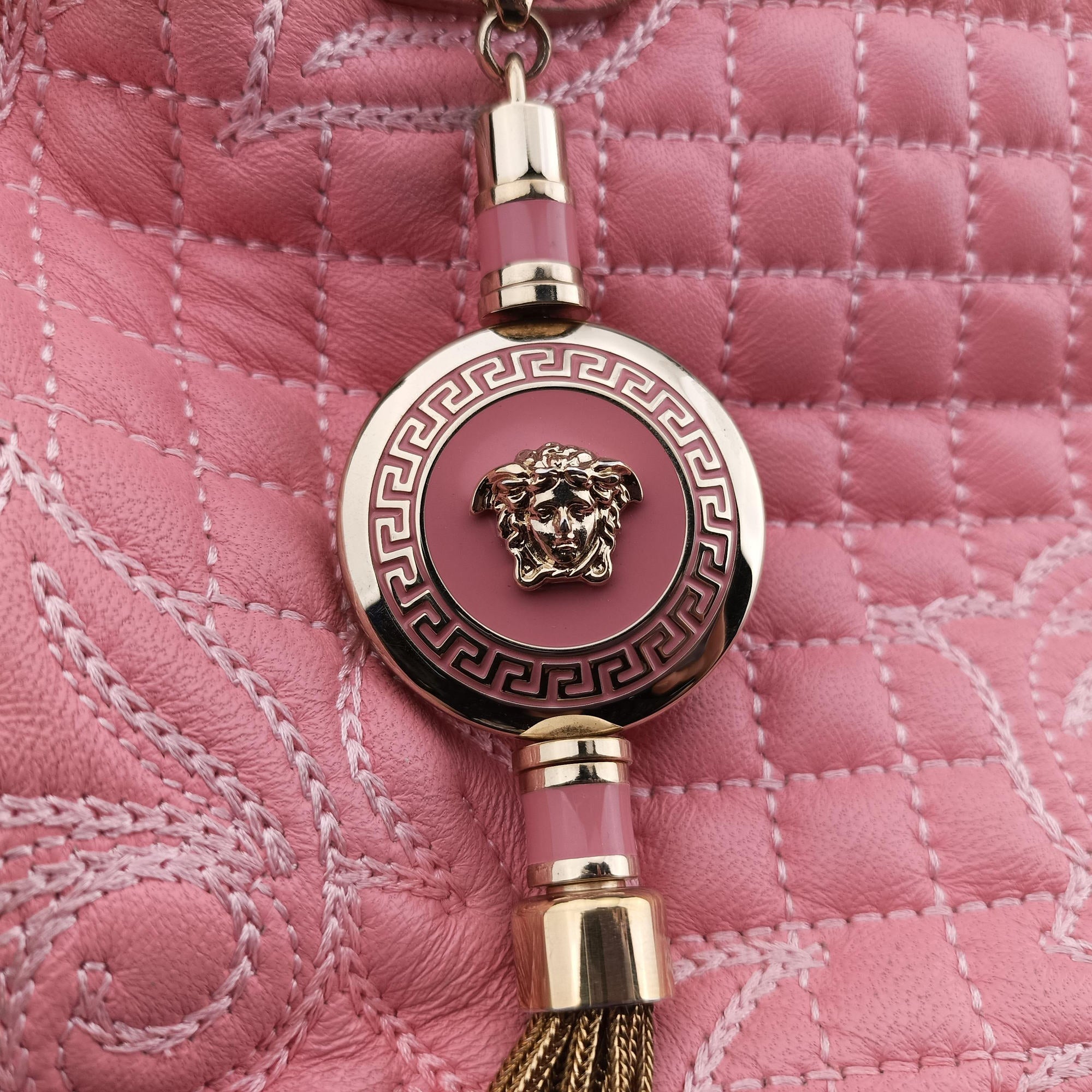 Secondhand VERSACE Medusa Vanitas Pink Leather  handbag | stylenewstar