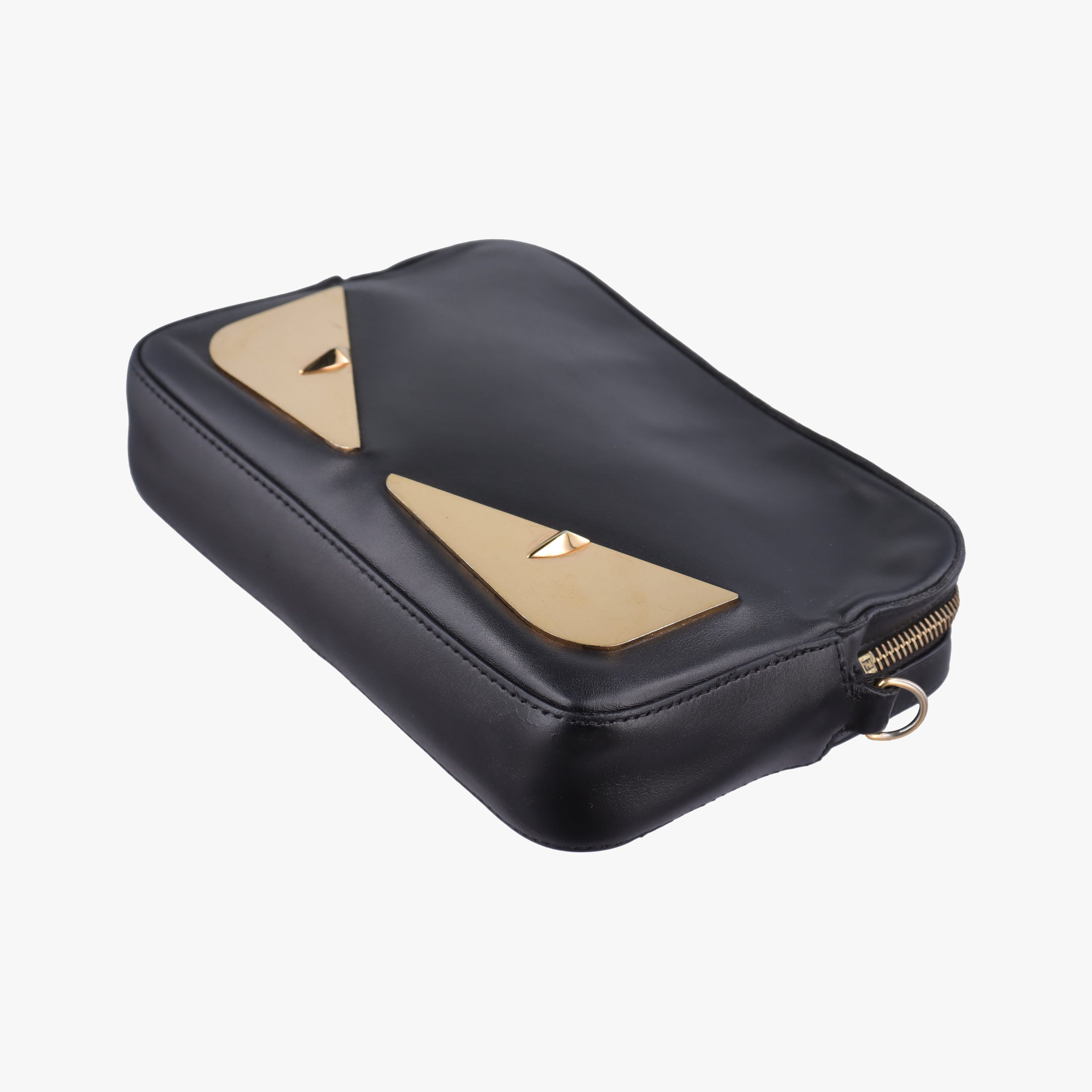 Secondhand Fendi Monster Camera case Black Leather 7M0286 shoulderbag | stylenewstar
