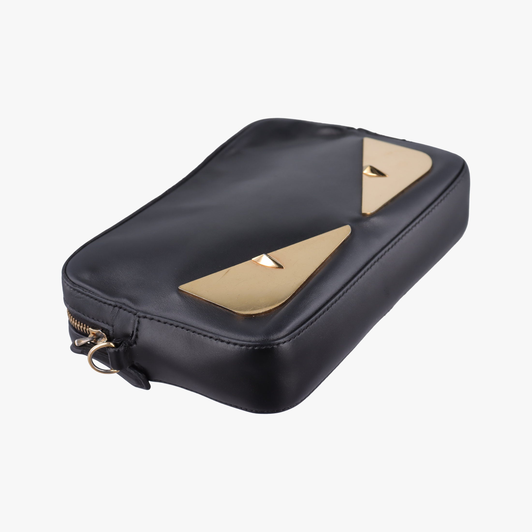 Secondhand Fendi Monster Camera case Black Leather 7M0286 shoulderbag | stylenewstar