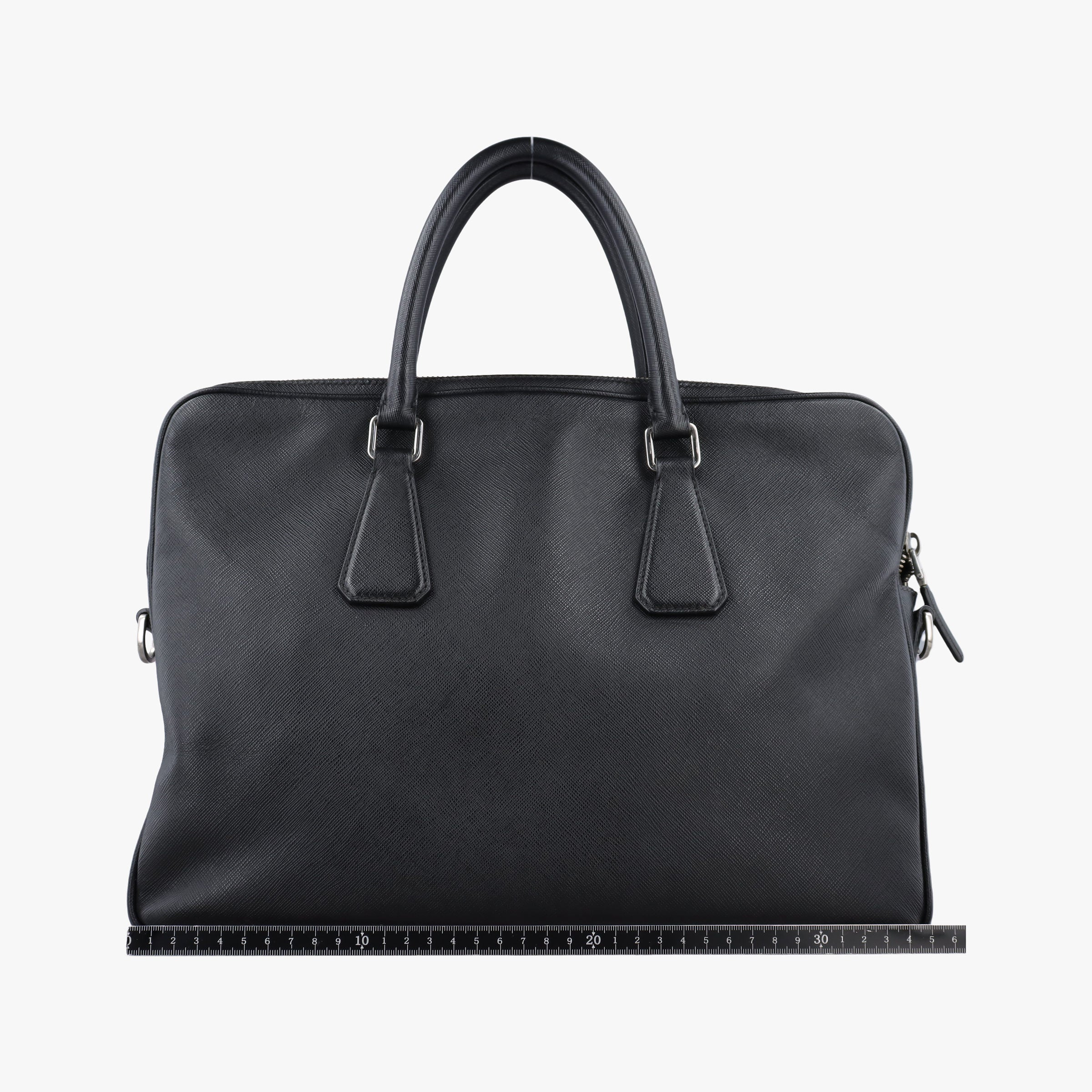 Pre-owned Prada Business Briefcase Black SAFFIANO Leather 2VE011 handbag | stylenewstar