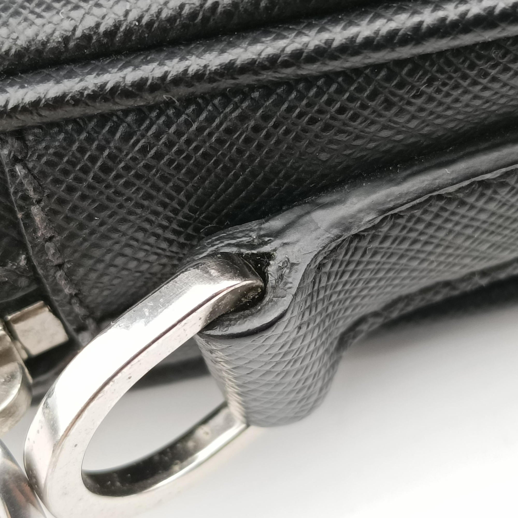 Pre-owned Prada Business Briefcase Black SAFFIANO Leather 2VE011 handbag | stylenewstar