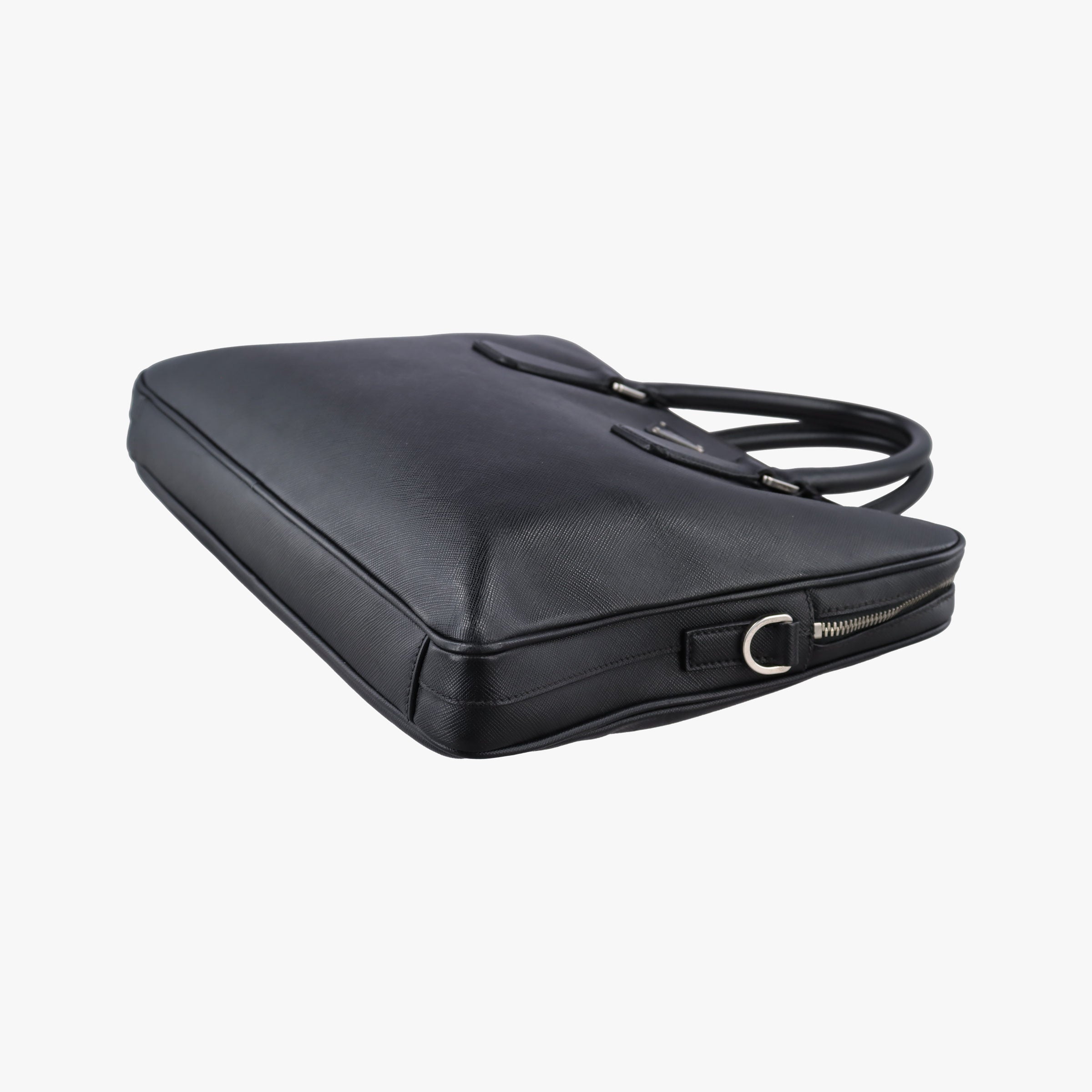 Pre-owned Prada Business Briefcase Black SAFFIANO Leather 2VE011 handbag | stylenewstar