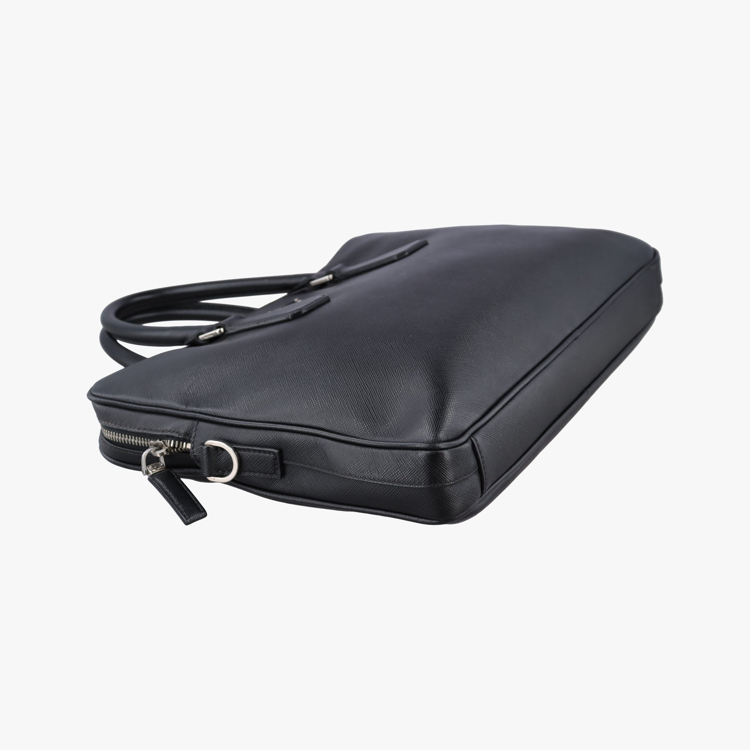 Pre-owned Prada Business Briefcase Black SAFFIANO Leather 2VE011 handbag | stylenewstar