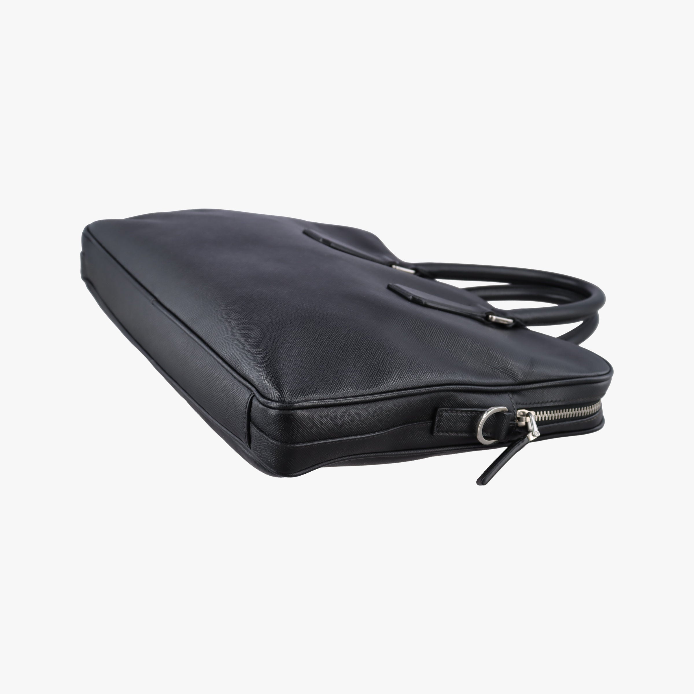 Pre-owned Prada Business Briefcase Black SAFFIANO Leather 2VE011 handbag | stylenewstar