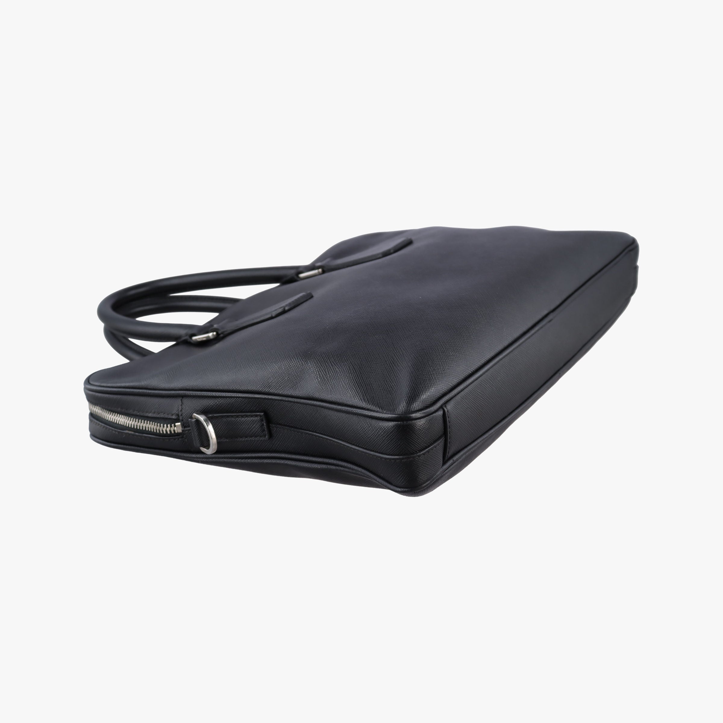 Pre-owned Prada Business Briefcase Black SAFFIANO Leather 2VE011 handbag | stylenewstar