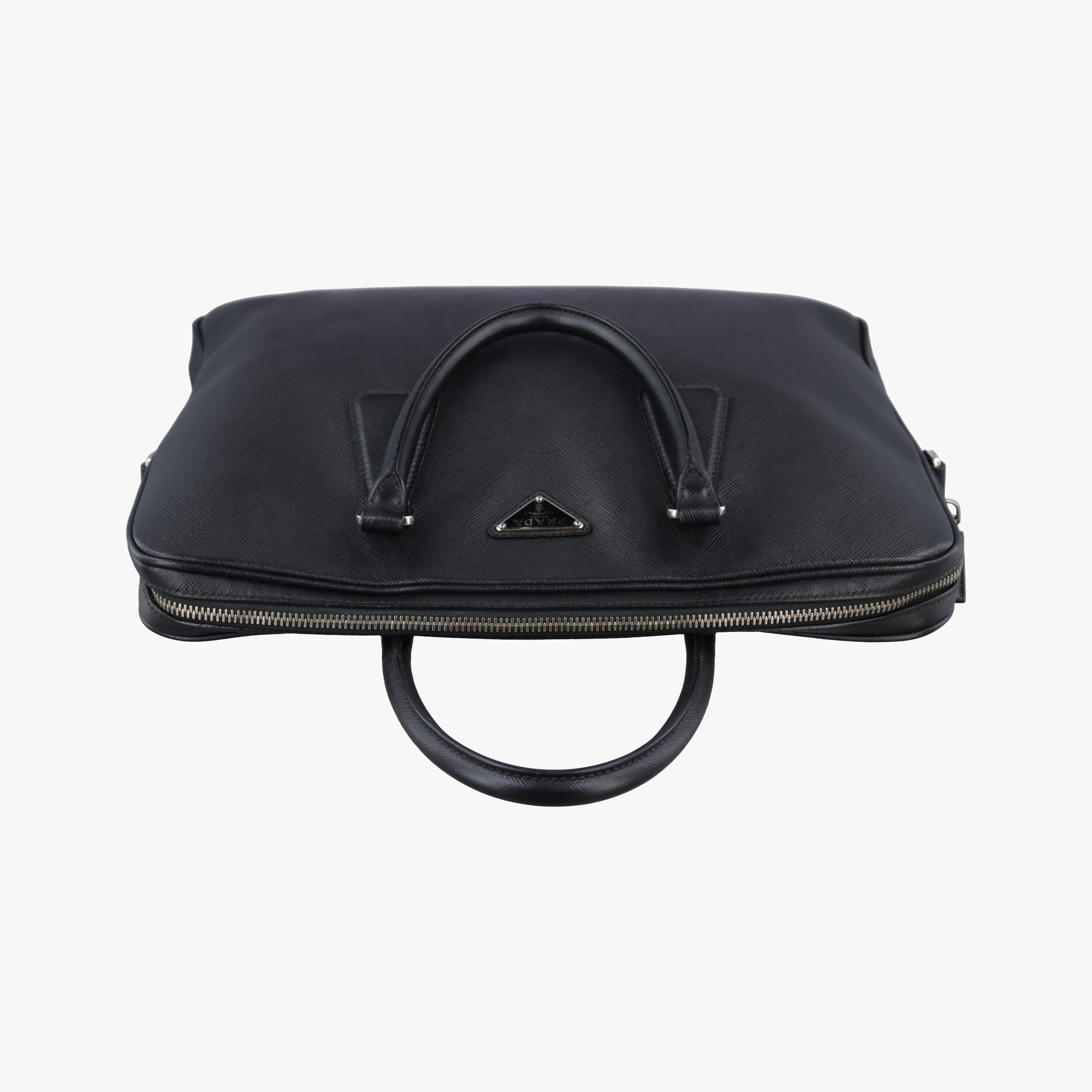 Pre-owned Prada Business Briefcase Black SAFFIANO Leather 2VE011 handbag | stylenewstar