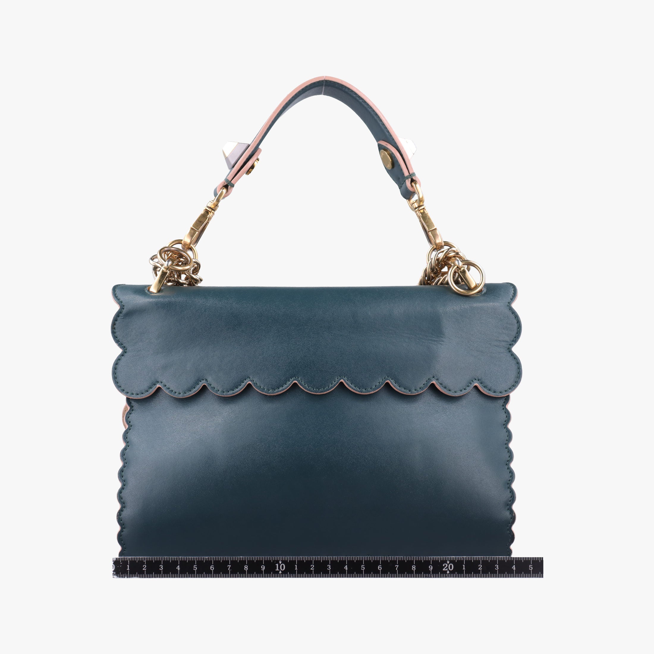 Pre-owned Fendi KAN I Green Leather 8BT283 shoulderbag | stylenewstar