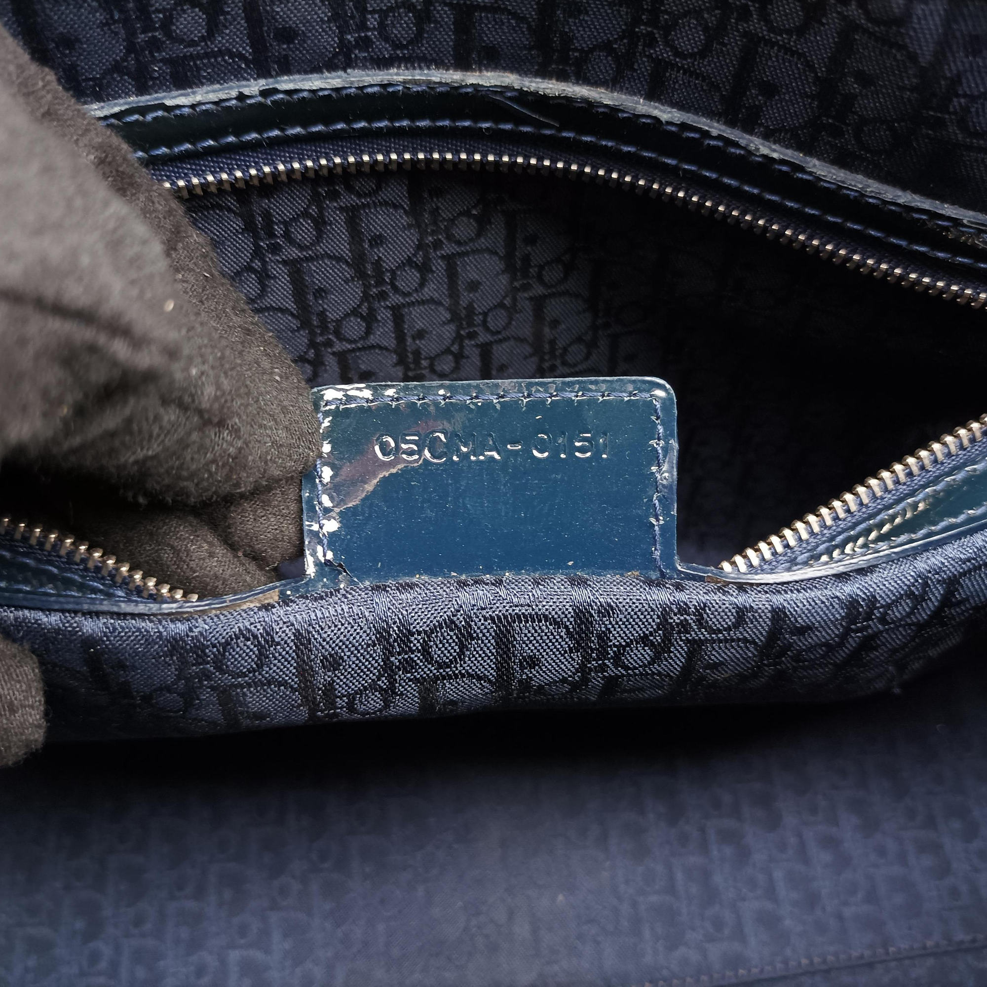 Pre-owned Christian Dior Lady Dior DarkGreen Patent  shoulderbag | stylenewstar