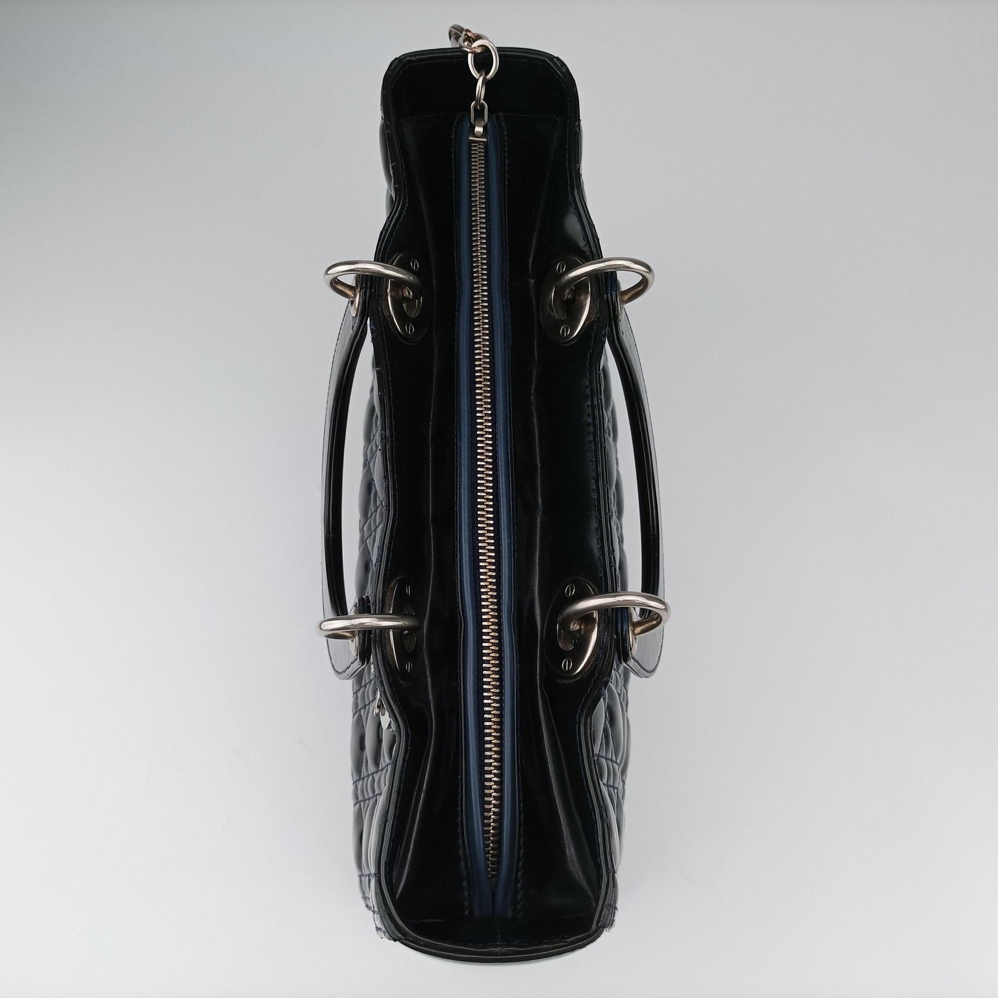 Pre-owned Christian Dior Lady Dior DarkGreen Patent  shoulderbag | stylenewstar