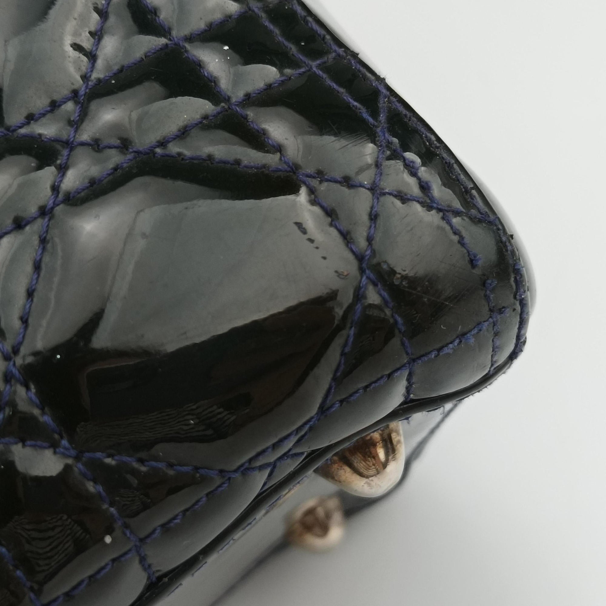 Pre-owned Christian Dior Lady Dior DarkGreen Patent  shoulderbag | stylenewstar