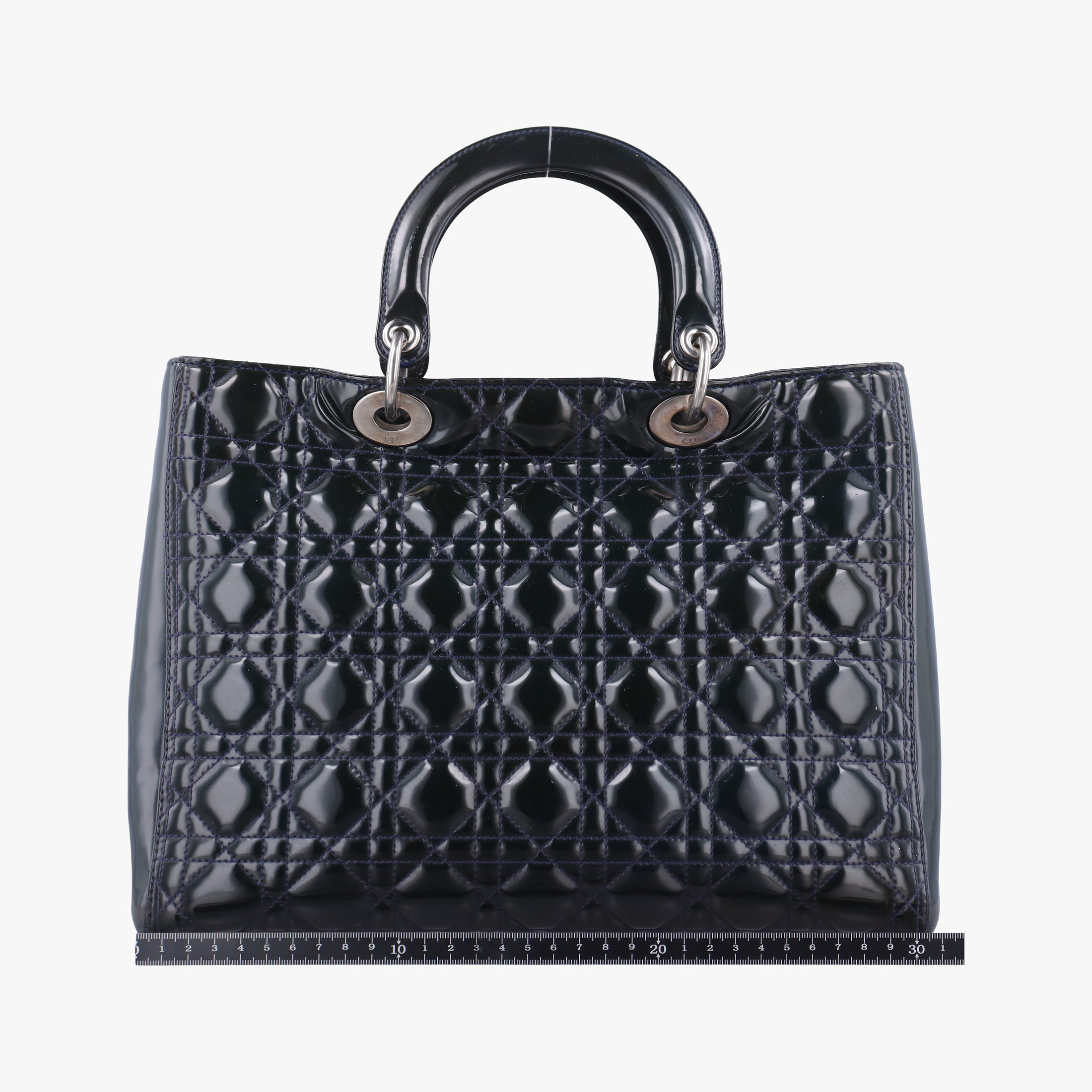 Pre-owned Christian Dior Lady Dior DarkGreen Patent  shoulderbag | stylenewstar