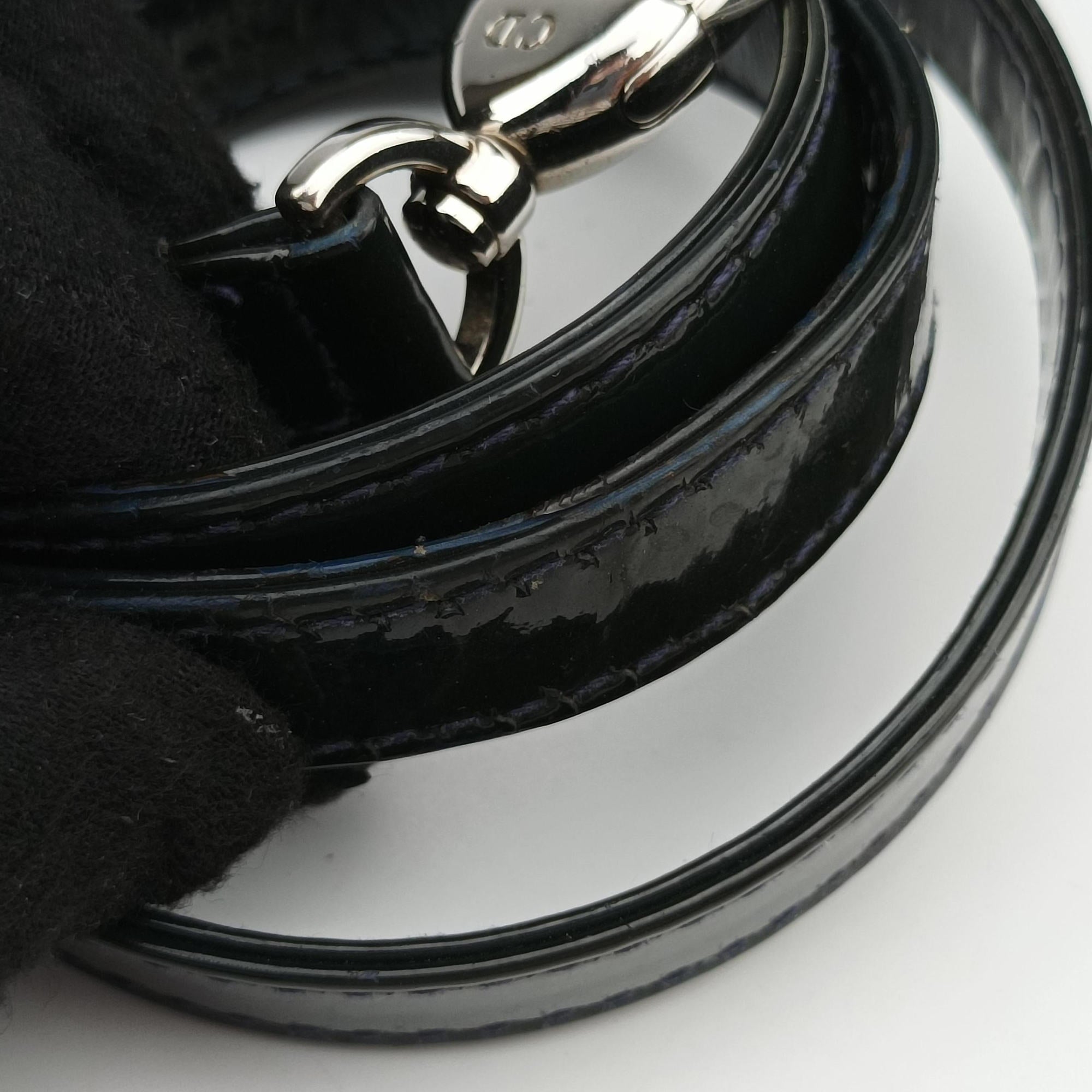 Pre-owned Christian Dior Lady Dior DarkGreen Patent  shoulderbag | stylenewstar