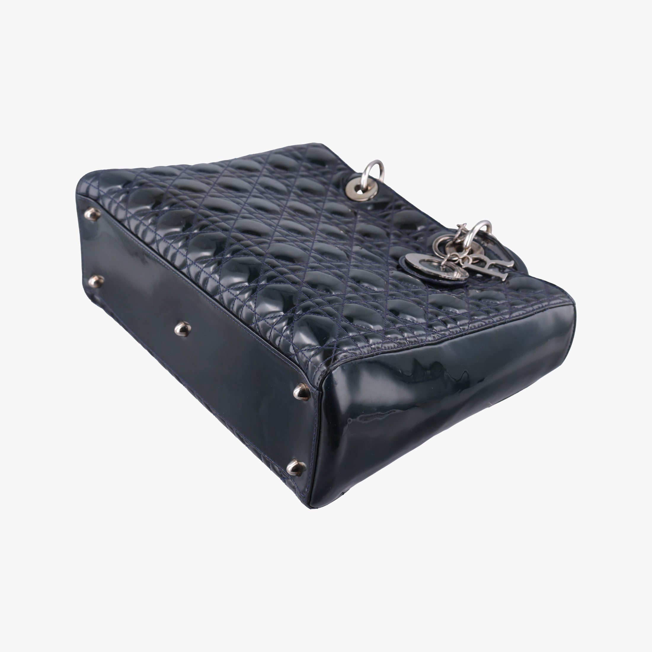Pre-owned Christian Dior Lady Dior DarkGreen Patent  shoulderbag | stylenewstar