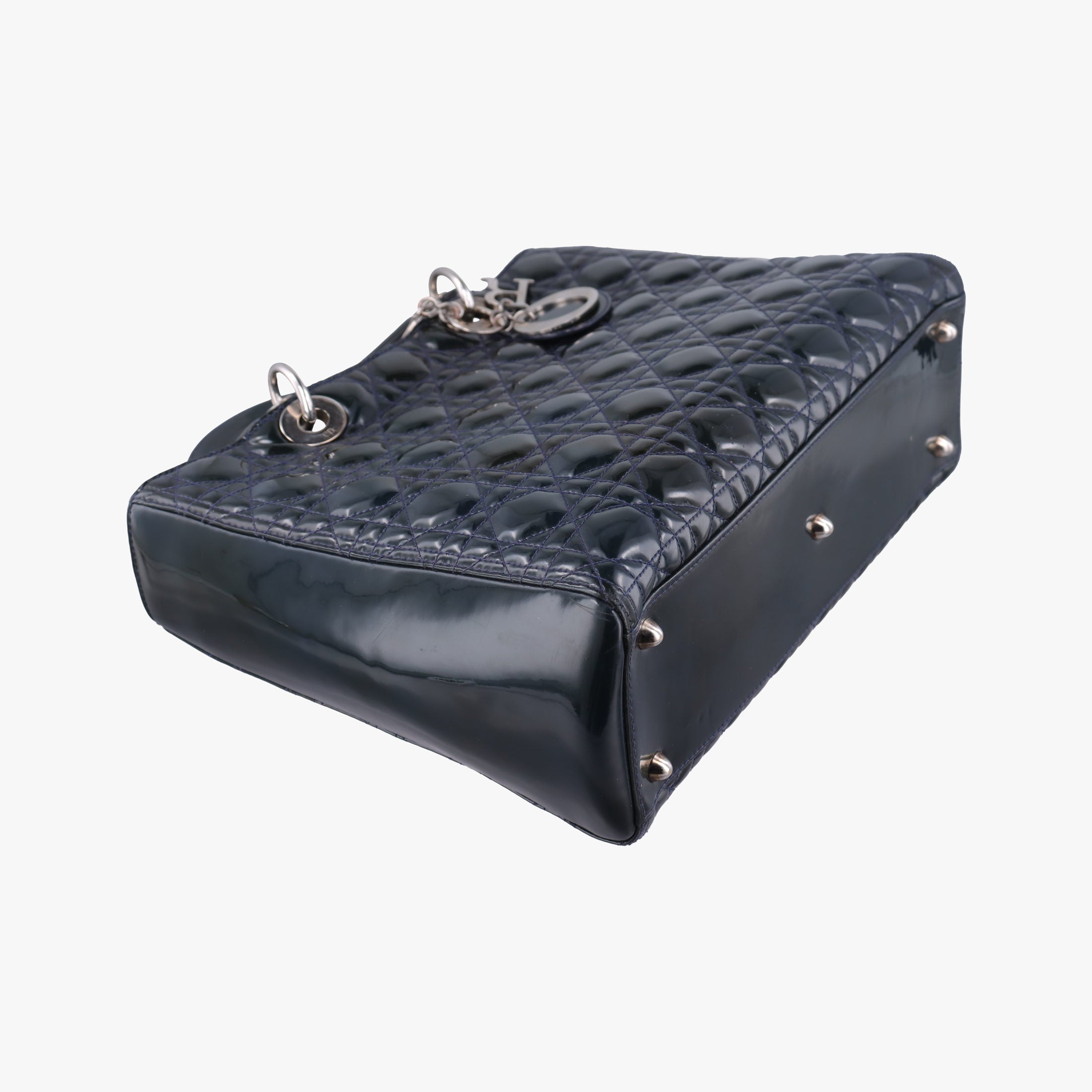 Pre-owned Christian Dior Lady Dior DarkGreen Patent  shoulderbag | stylenewstar