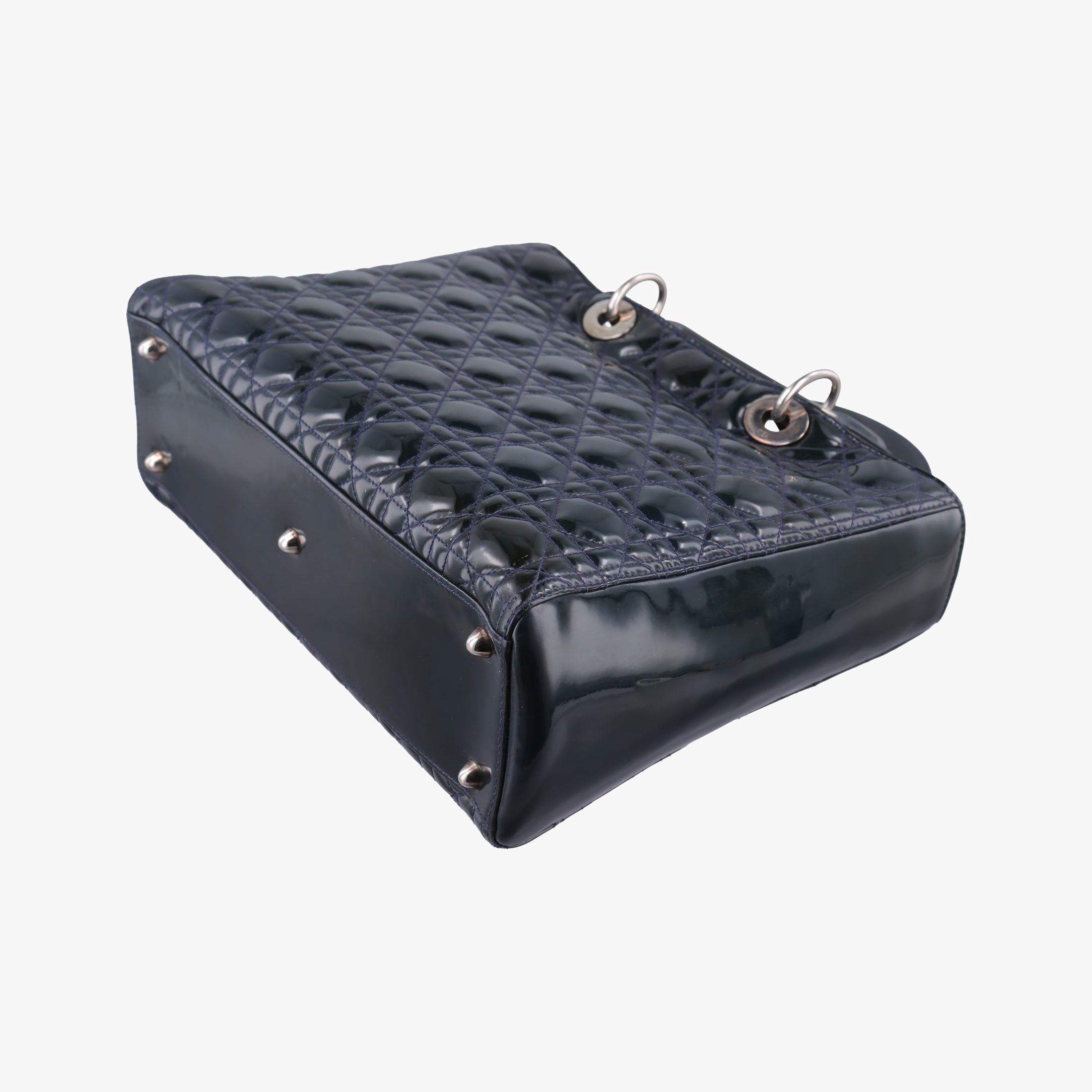 Pre-owned Christian Dior Lady Dior DarkGreen Patent  shoulderbag | stylenewstar