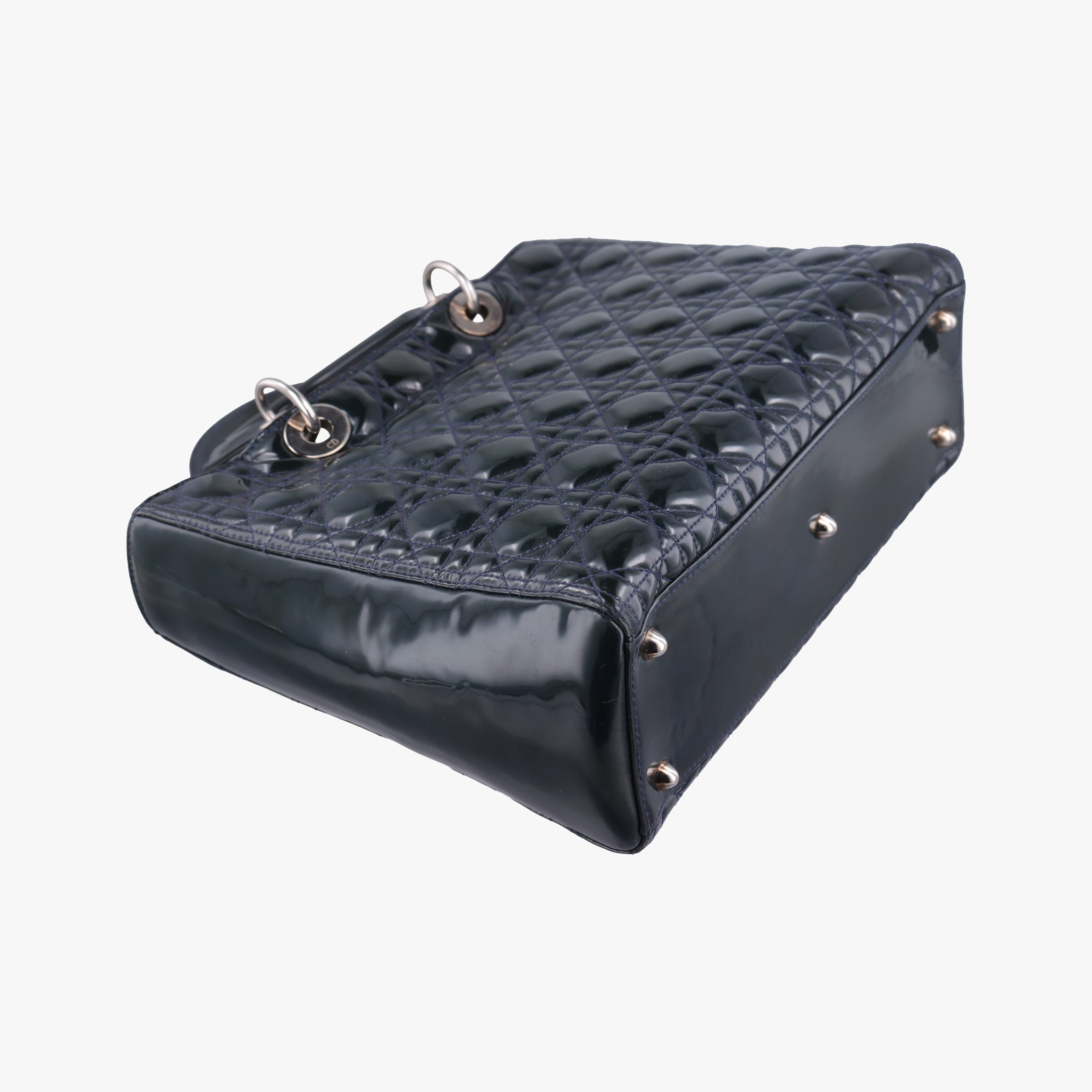 Pre-owned Christian Dior Lady Dior DarkGreen Patent  shoulderbag | stylenewstar